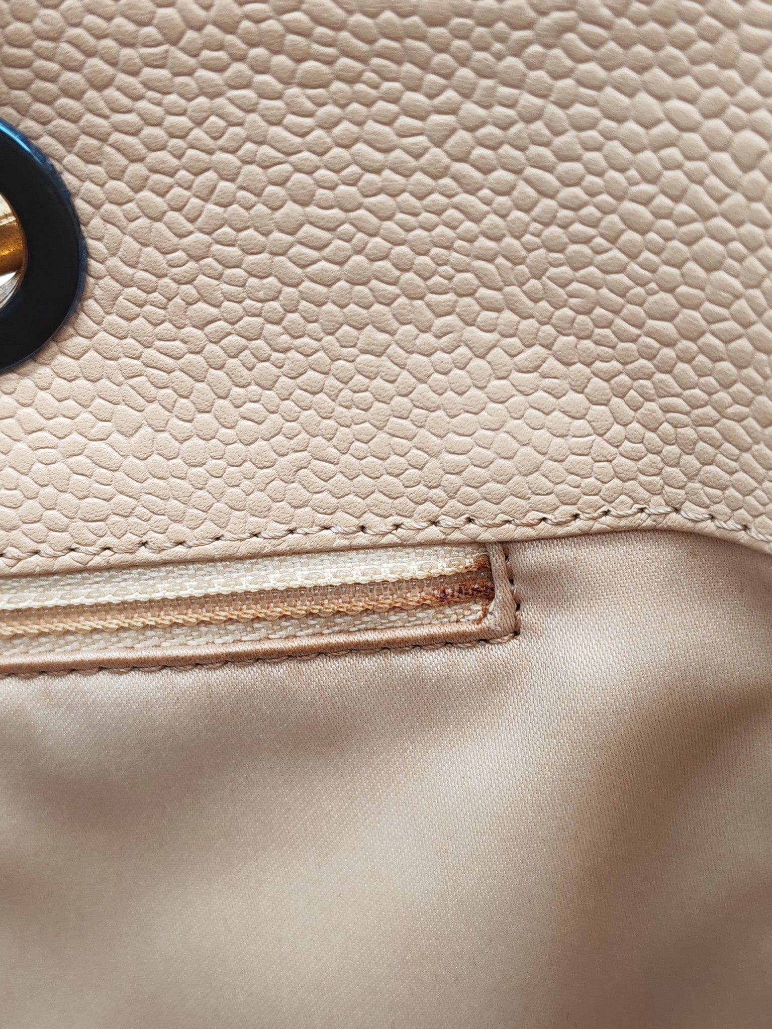 Grand Shopping Tote (GST) in Biege Quilted Caviar Leather & Gold Hardware Series 18