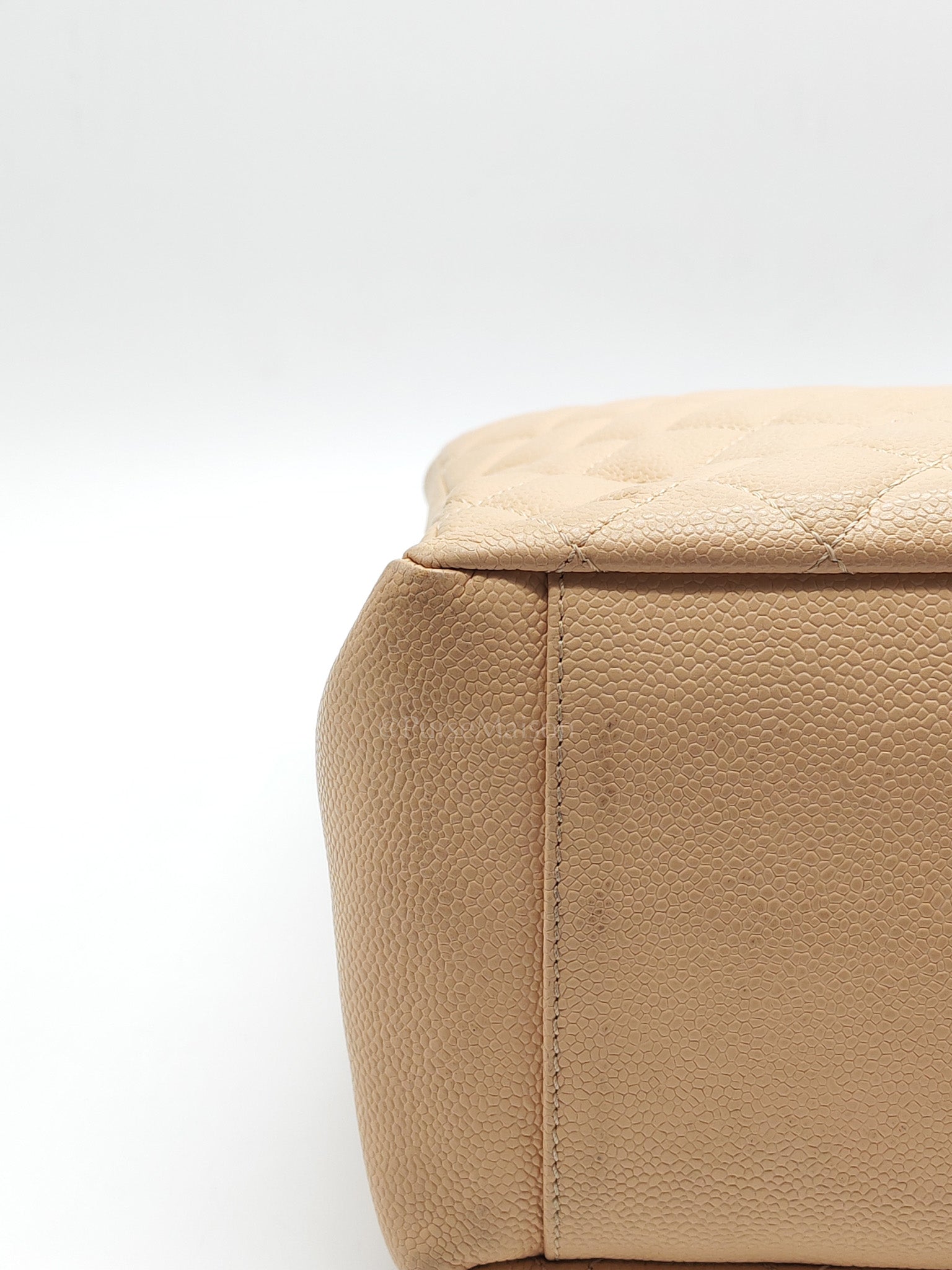 Grand Shopping Tote (GST) in Biege Quilted Caviar Leather & Gold Hardware Series 18