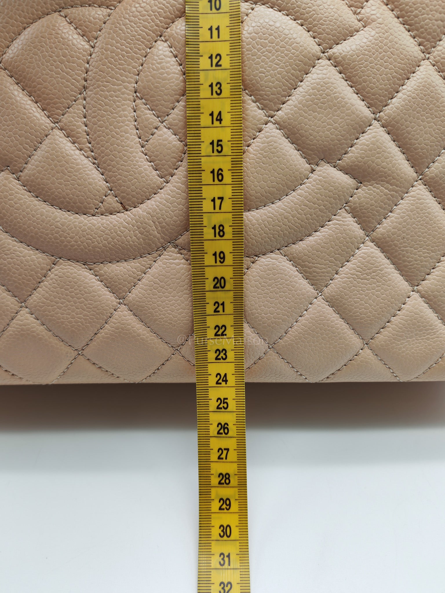 Grand Shopping Tote (GST) in Biege Quilted Caviar Leather & Gold Hardware Series 18