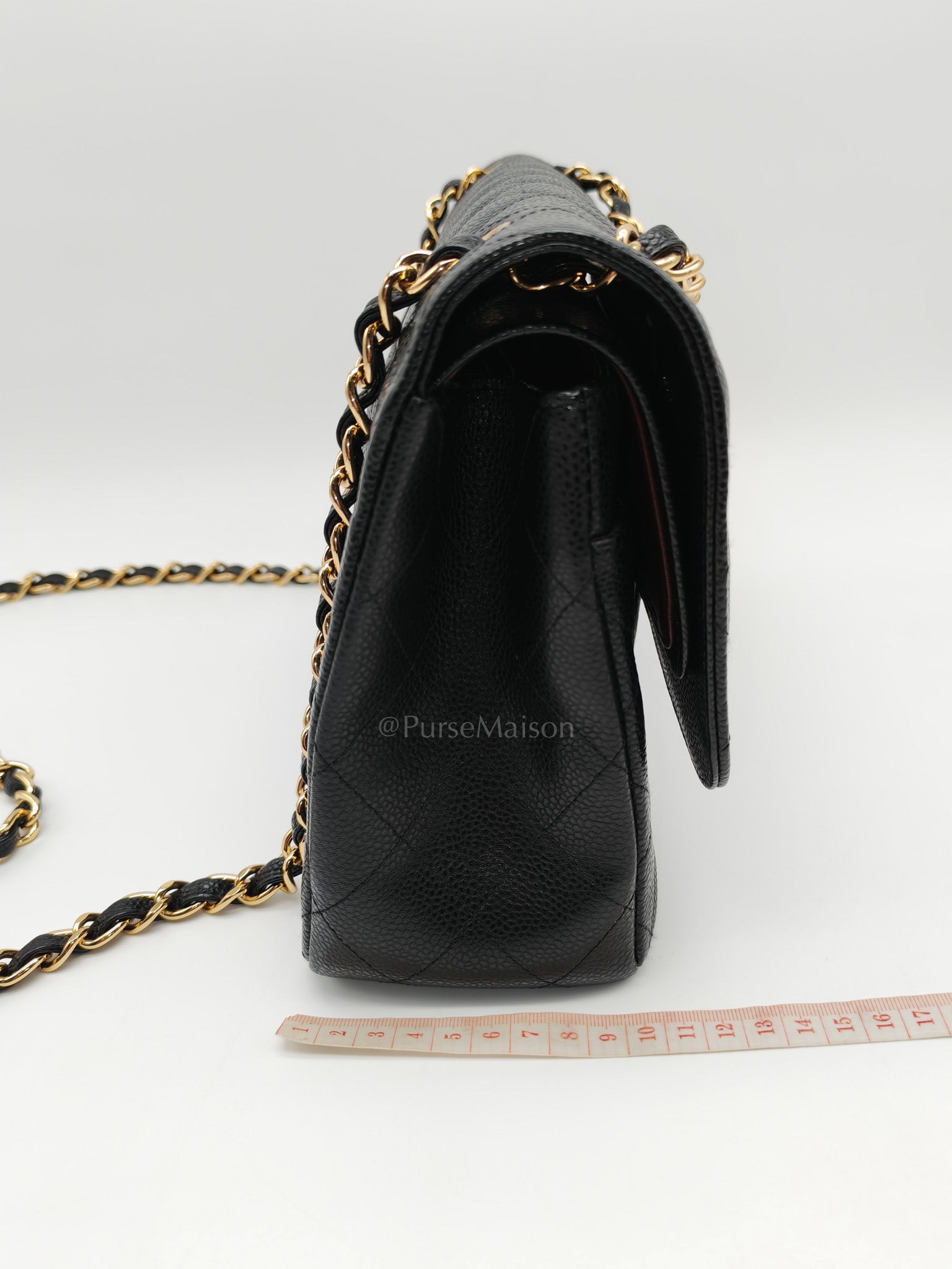 Classic Double Flap Jumbo In Black Quilted Caviar Leather & Gold Hardware Series 22
