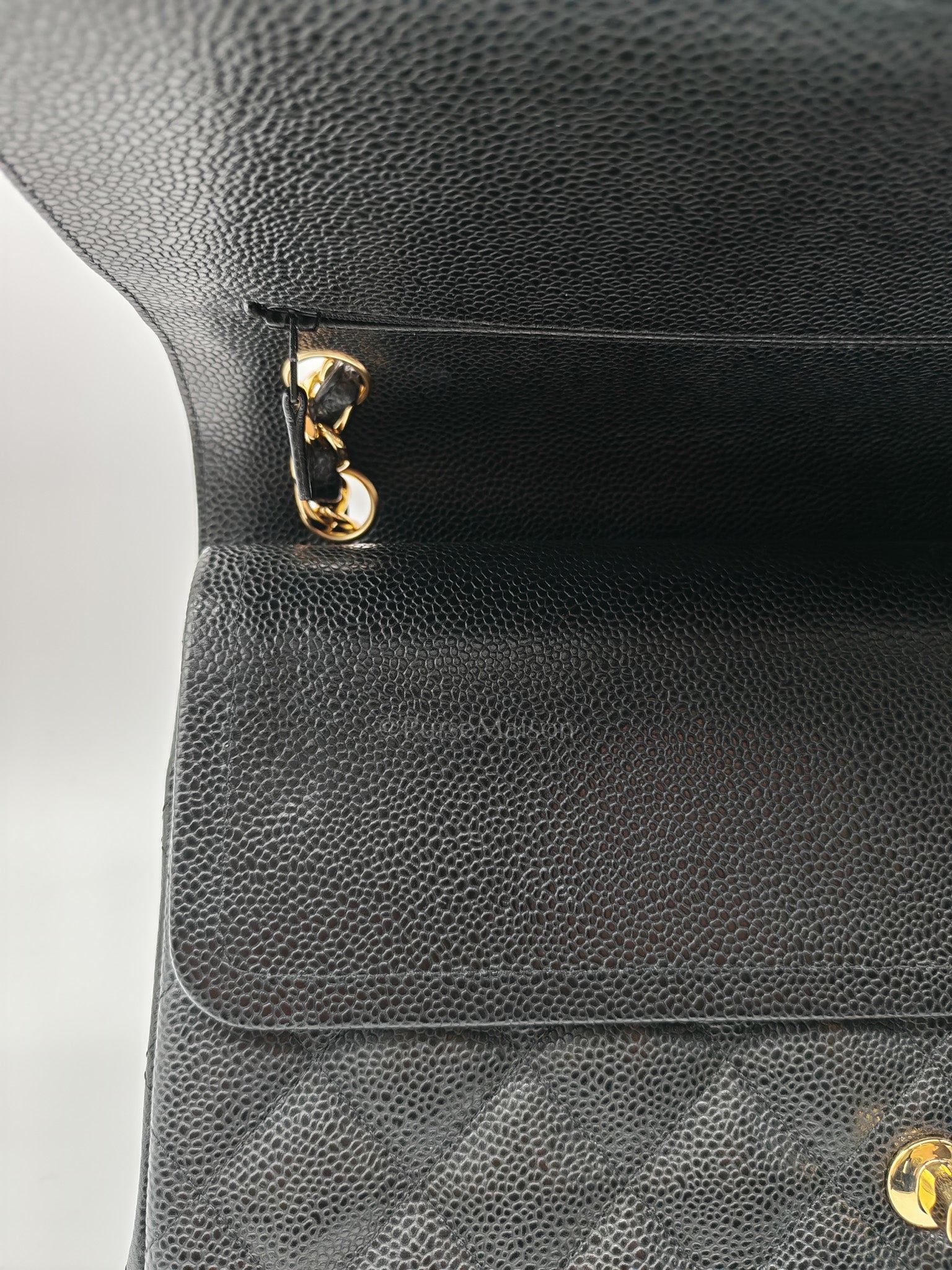 Classic Double Flap Jumbo In Black Quilted Caviar Leather & Gold Hardware Series 22