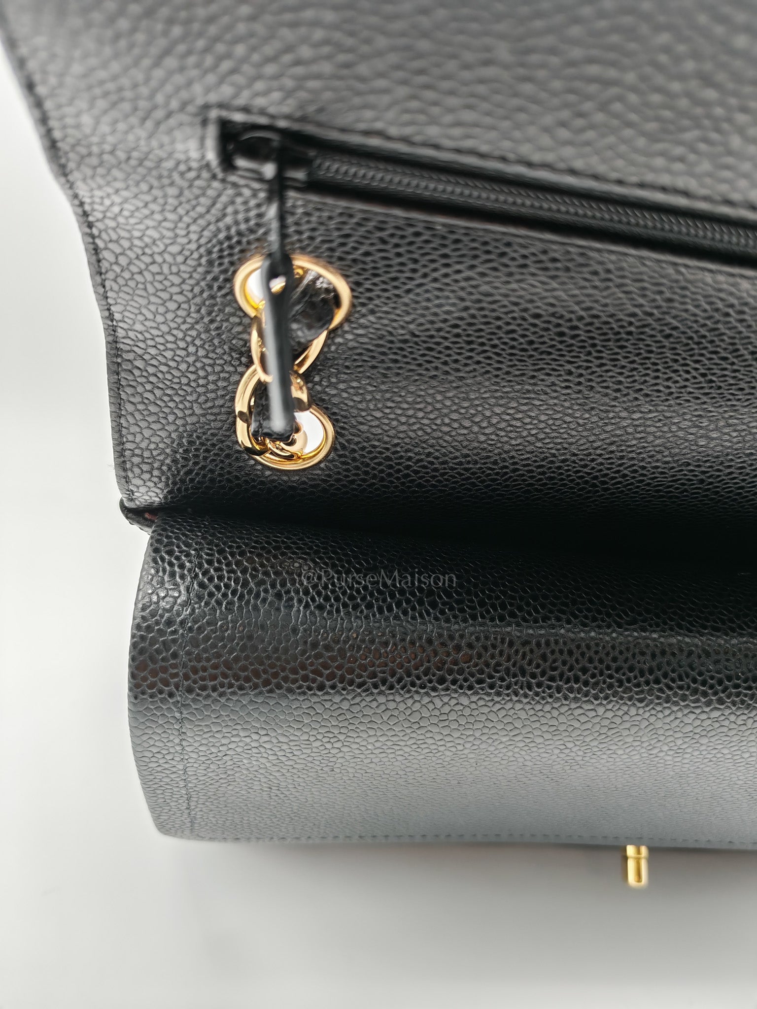 Classic Double Flap Jumbo In Black Quilted Caviar Leather & Gold Hardware Series 22