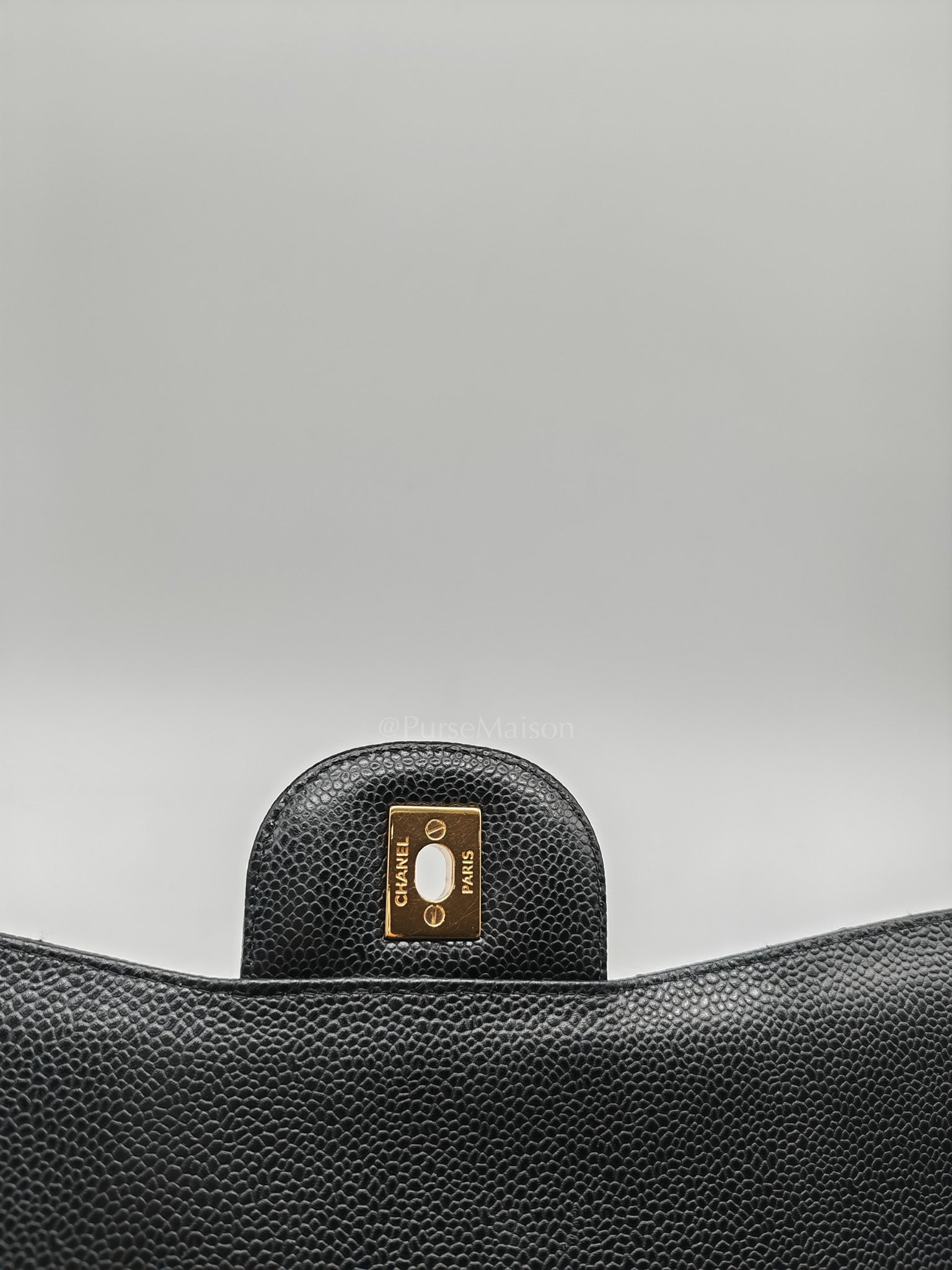 Classic Double Flap Jumbo In Black Quilted Caviar Leather & Gold Hardware Series 22