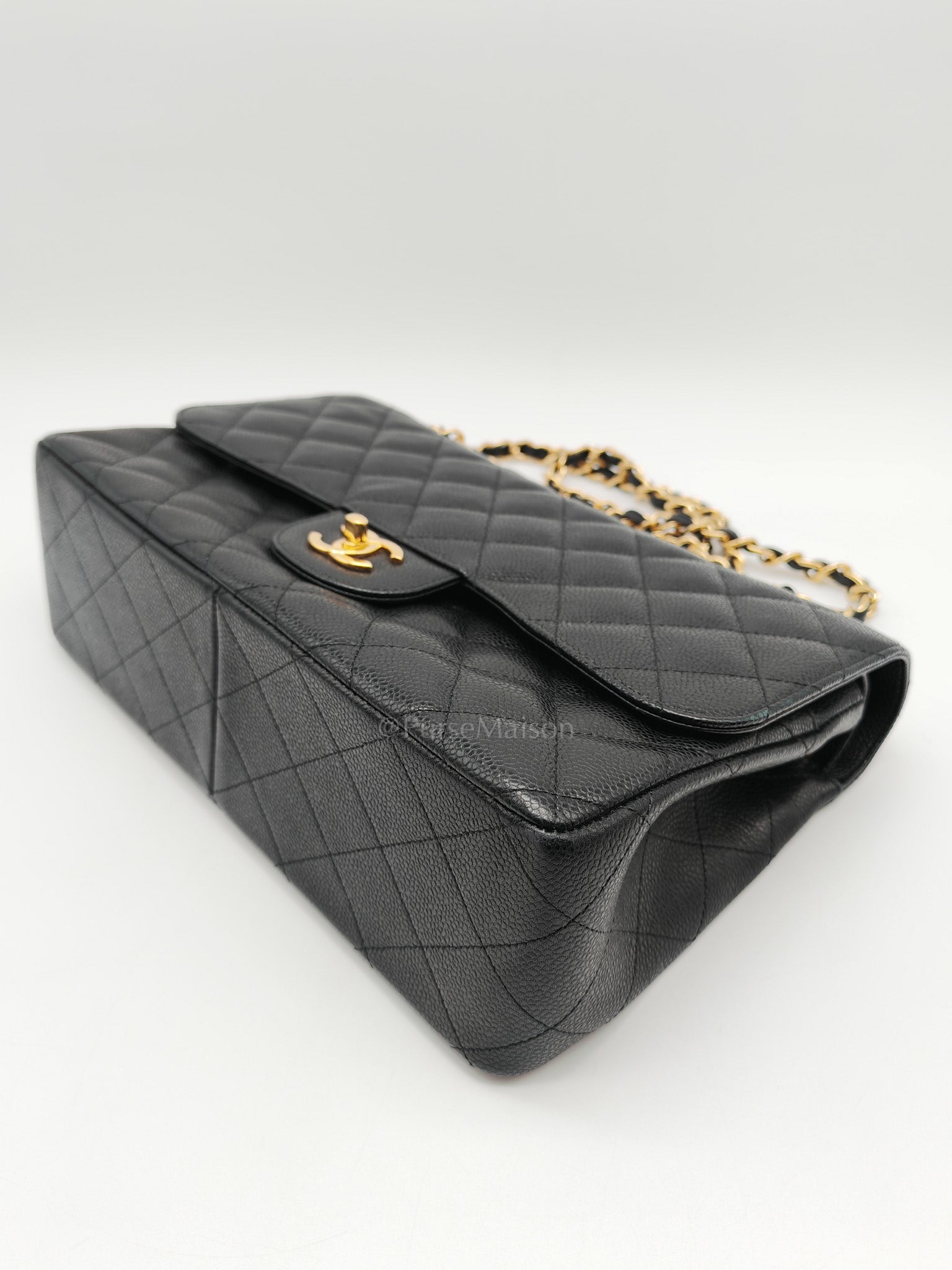 Classic Double Flap Jumbo In Black Quilted Caviar Leather & Gold Hardware Series 22