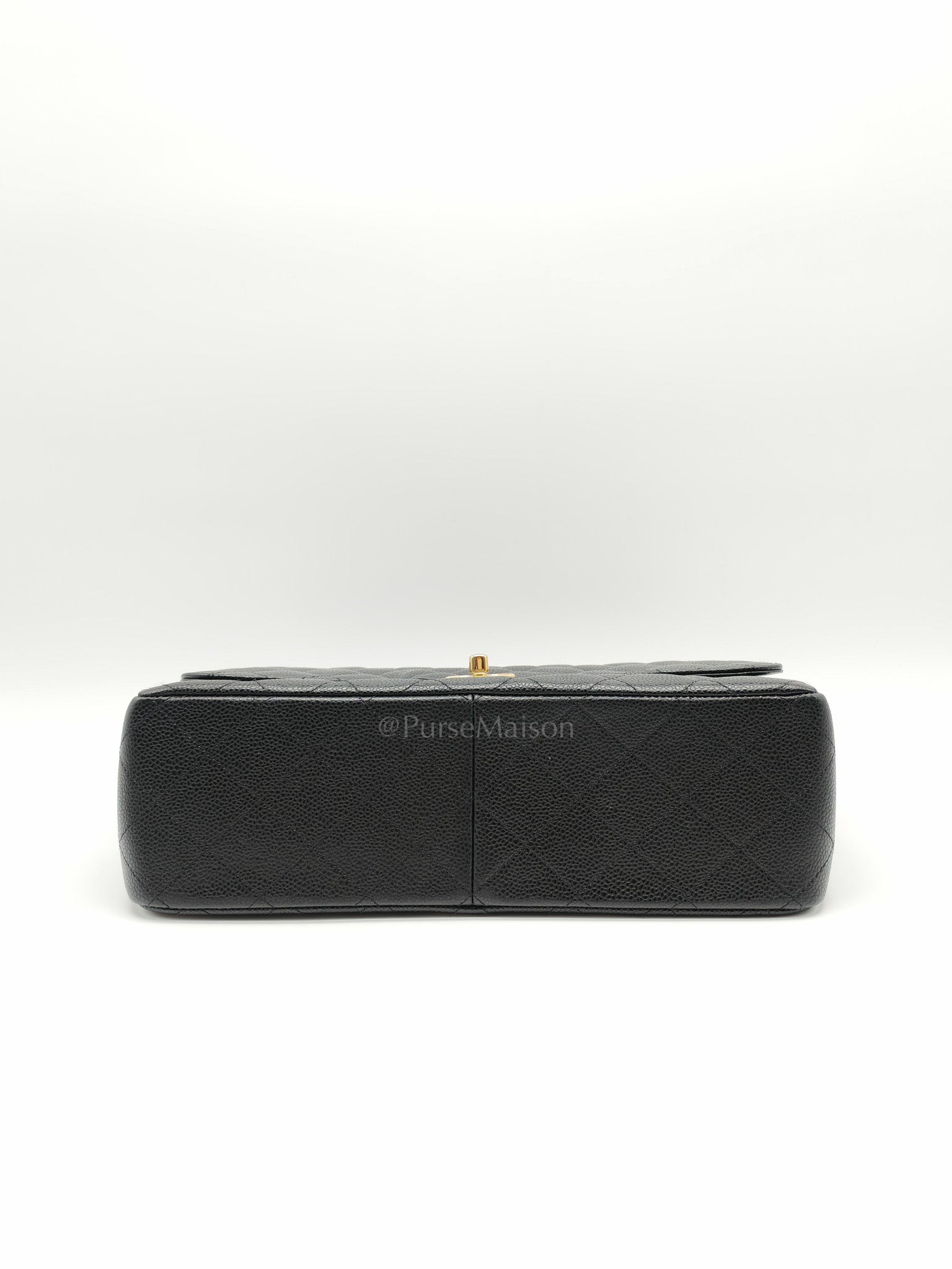 Classic Double Flap Jumbo In Black Quilted Caviar Leather & Gold Hardware Series 22
