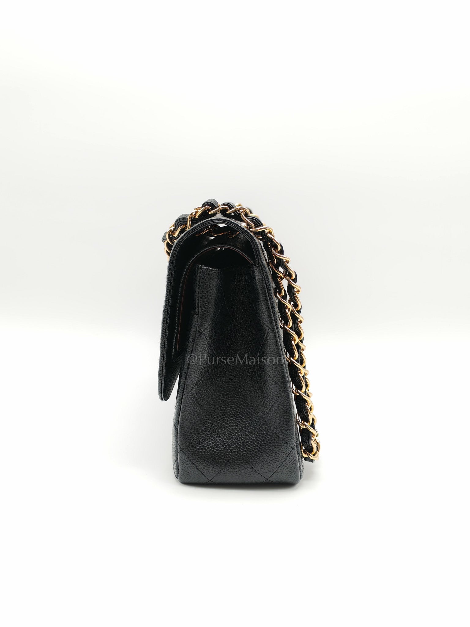 Classic Double Flap Jumbo In Black Quilted Caviar Leather & Gold Hardware Series 22