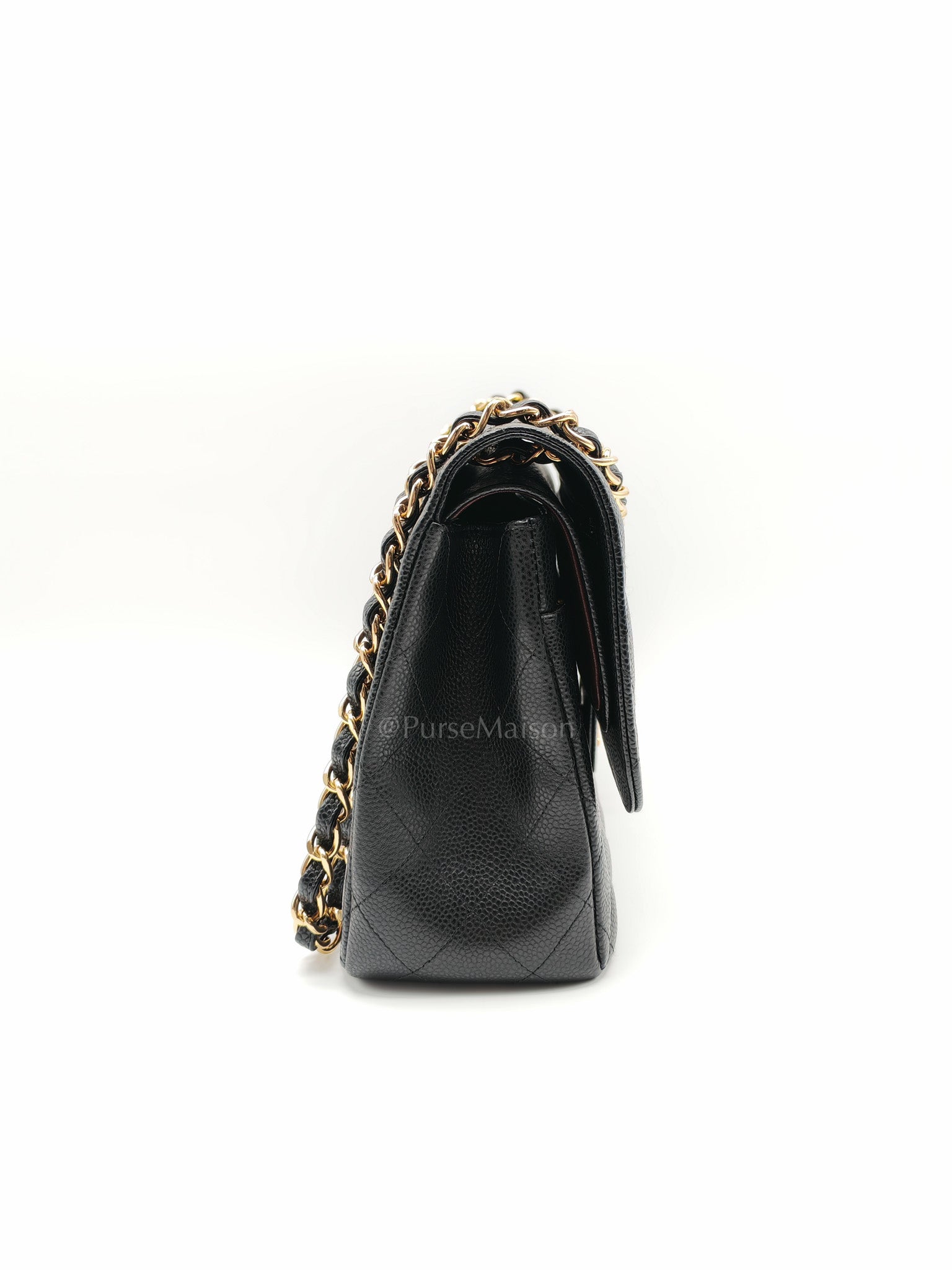 Classic Double Flap Jumbo In Black Quilted Caviar Leather & Gold Hardware Series 22