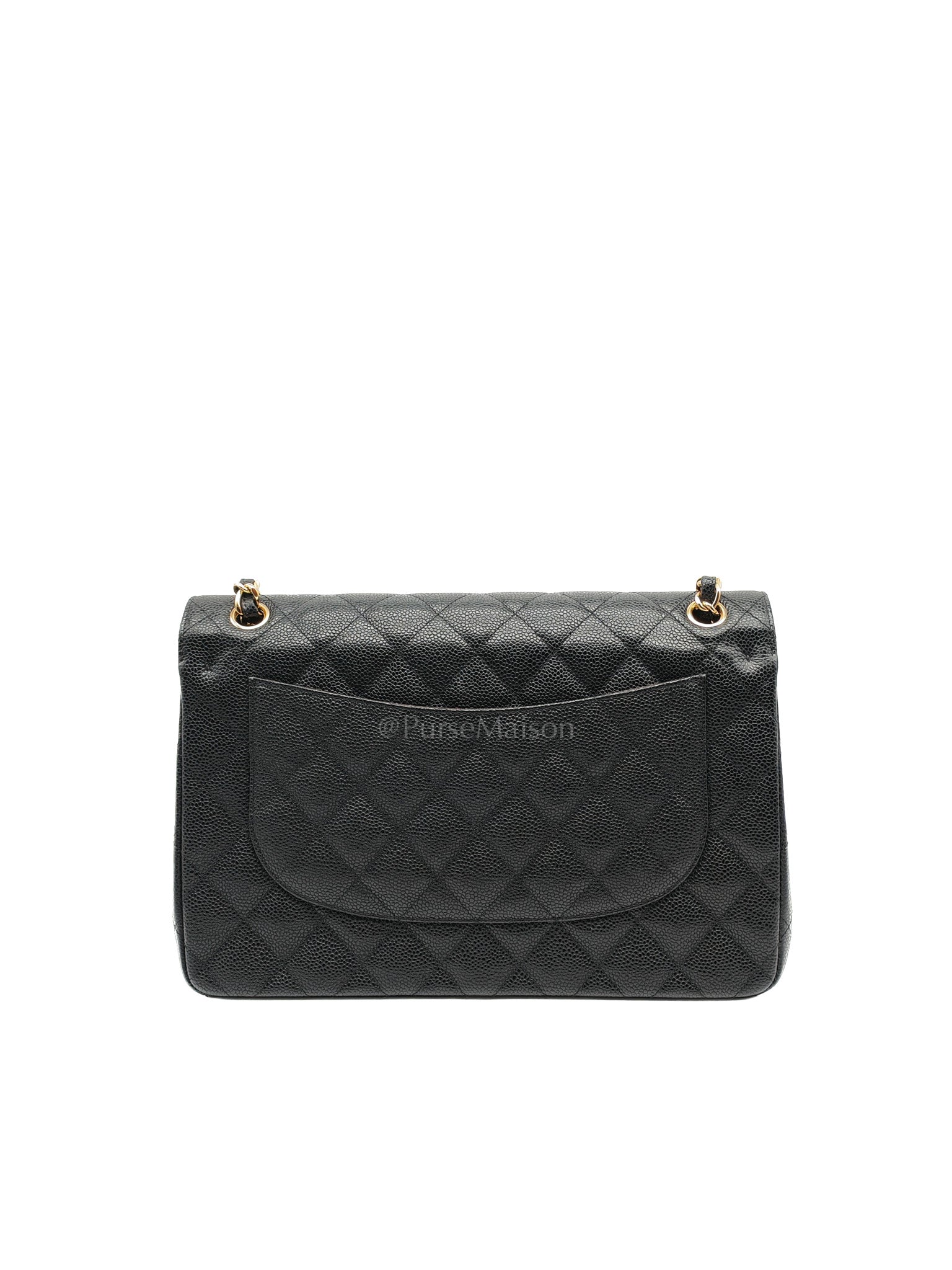 Classic Double Flap Jumbo In Black Quilted Caviar Leather & Gold Hardware Series 22