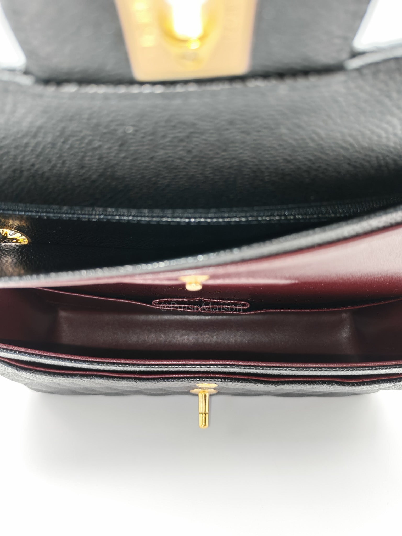 Classic Double Flap Medium in Black Quilted Caviar Leather and Gold Hardware Series 28
