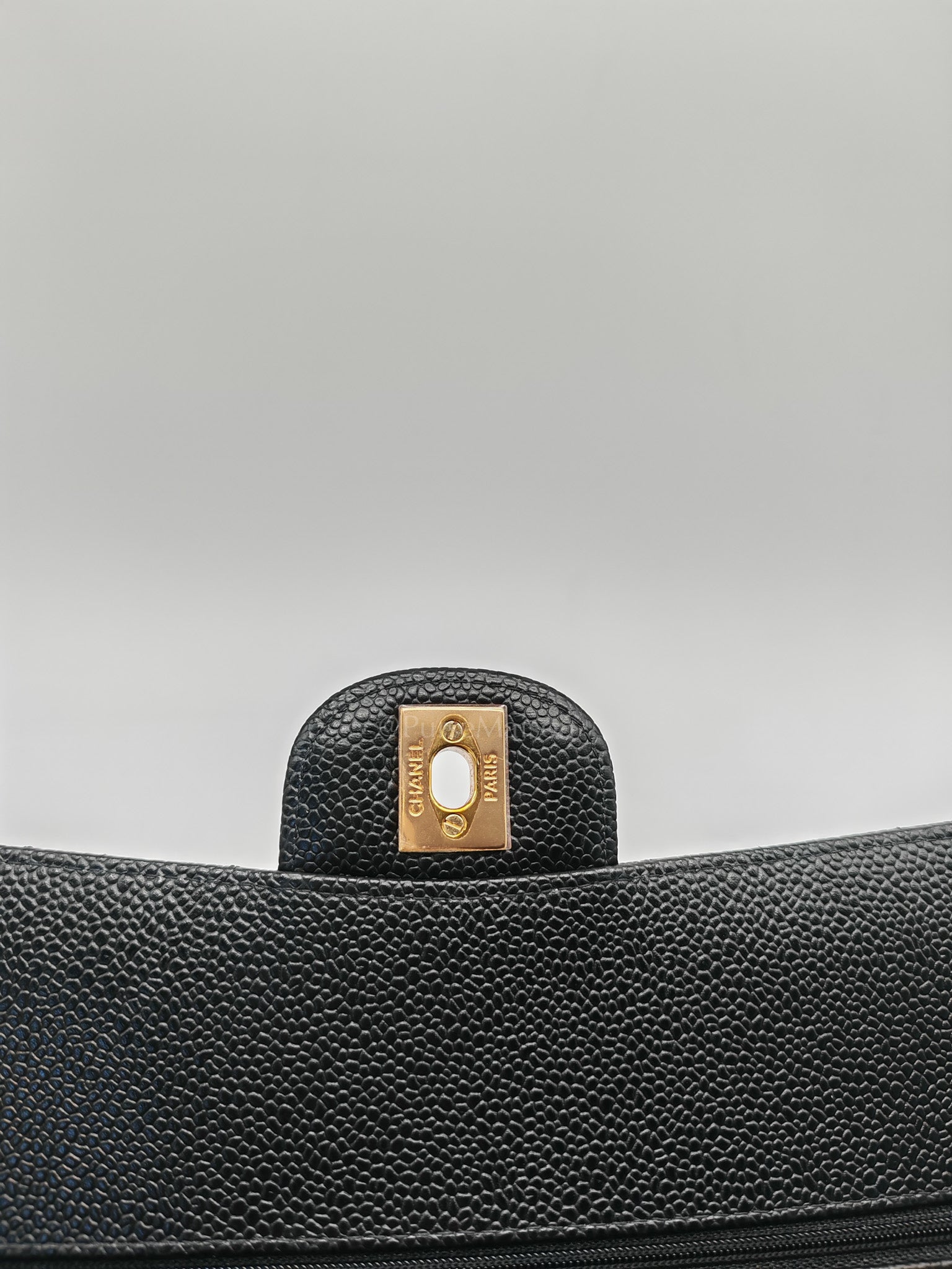 Classic Double Flap Medium in Black Quilted Caviar Leather and Gold Hardware Series 28