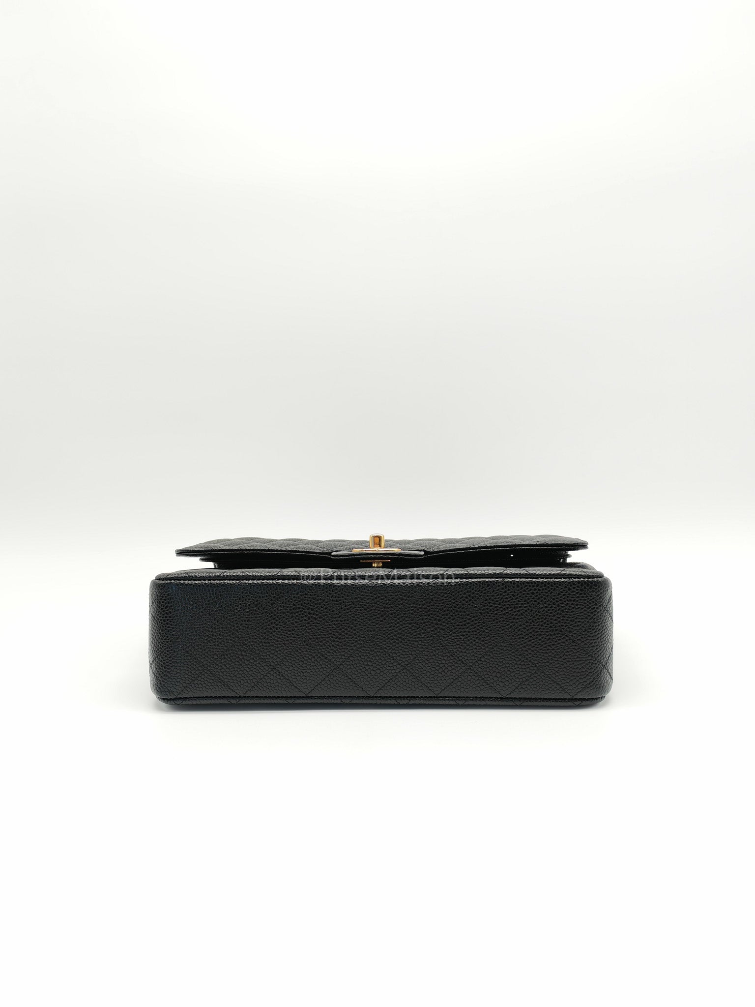 Classic Double Flap Medium in Black Quilted Caviar Leather and Gold Hardware Series 28