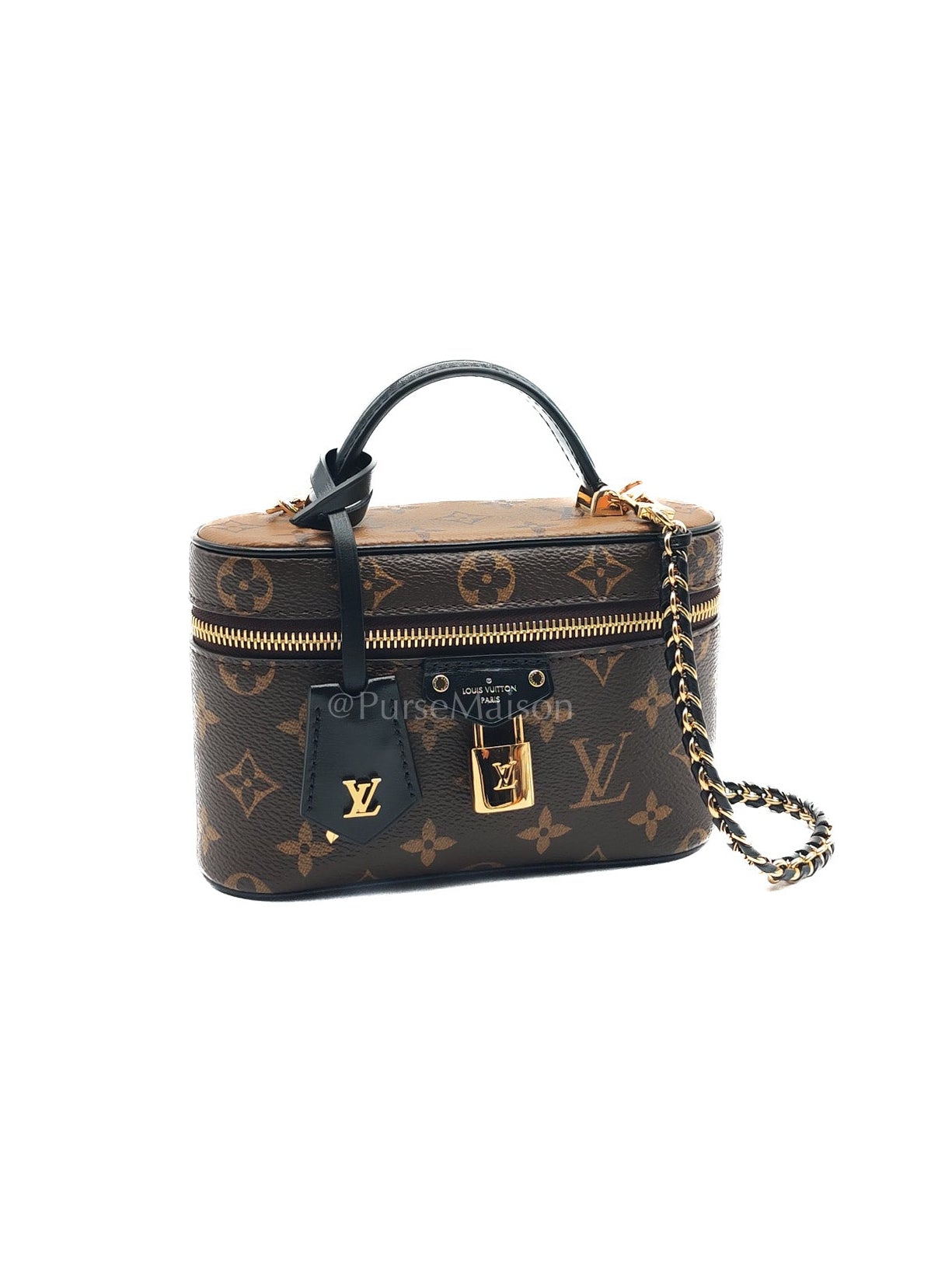 Long Vanity Chain Pouch in Reverse Monogram Canvas Shoulder Bag (Microchip)
