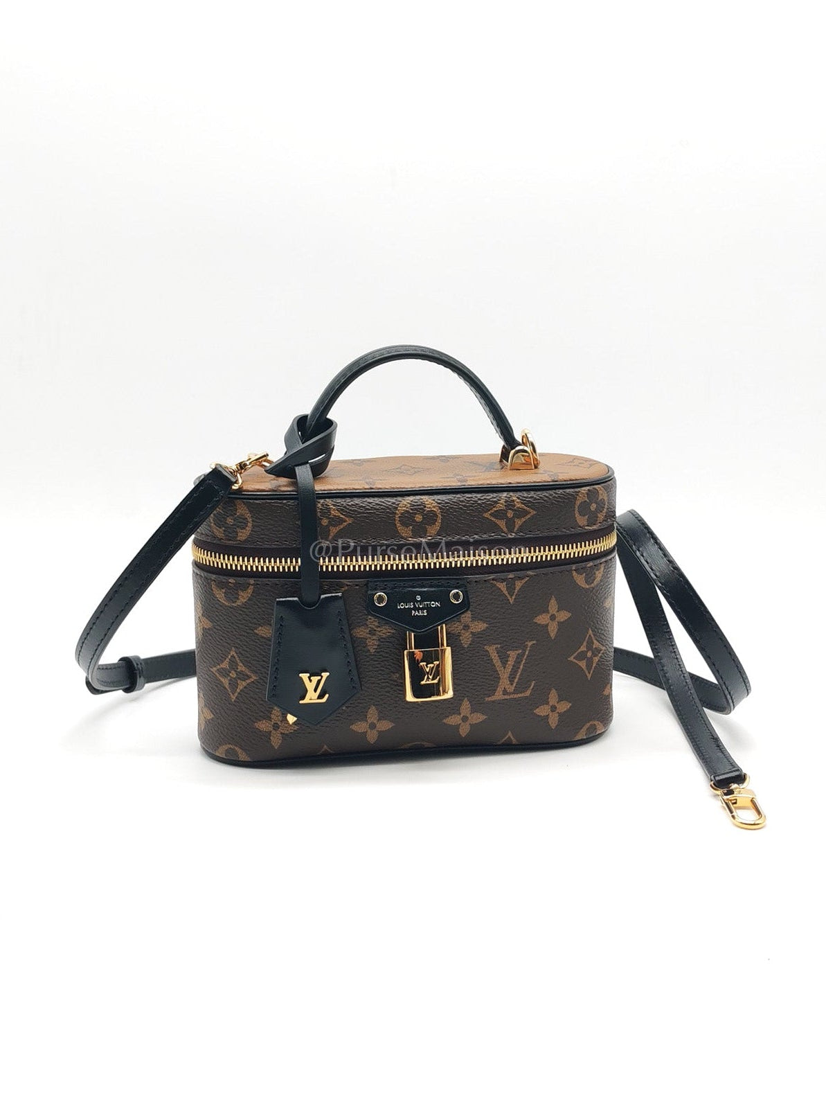Long Vanity Chain Pouch in Reverse Monogram Canvas Shoulder Bag (Microchip)