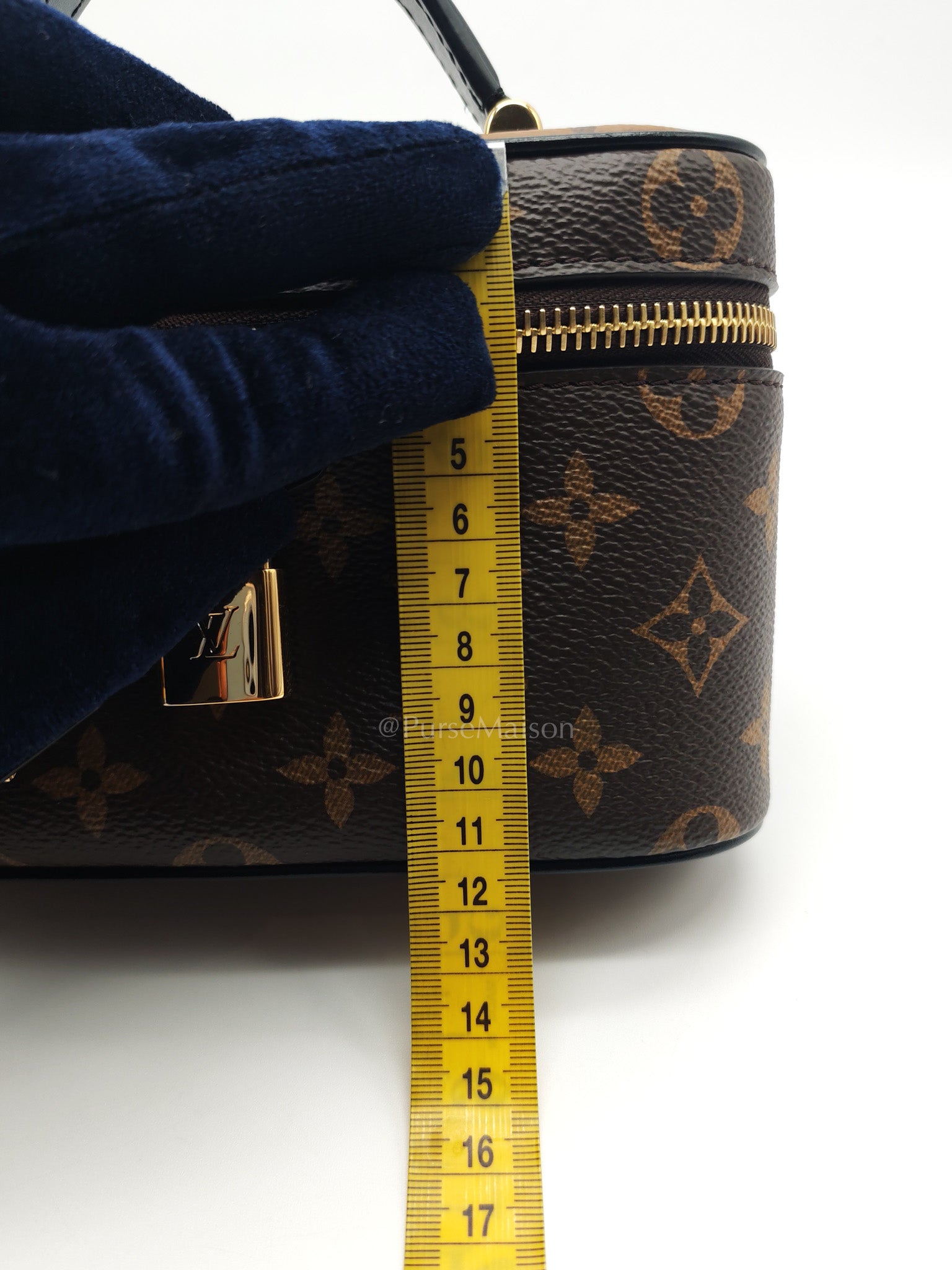 Long Vanity Chain Pouch in Reverse Monogram Canvas Shoulder Bag (Microchip)