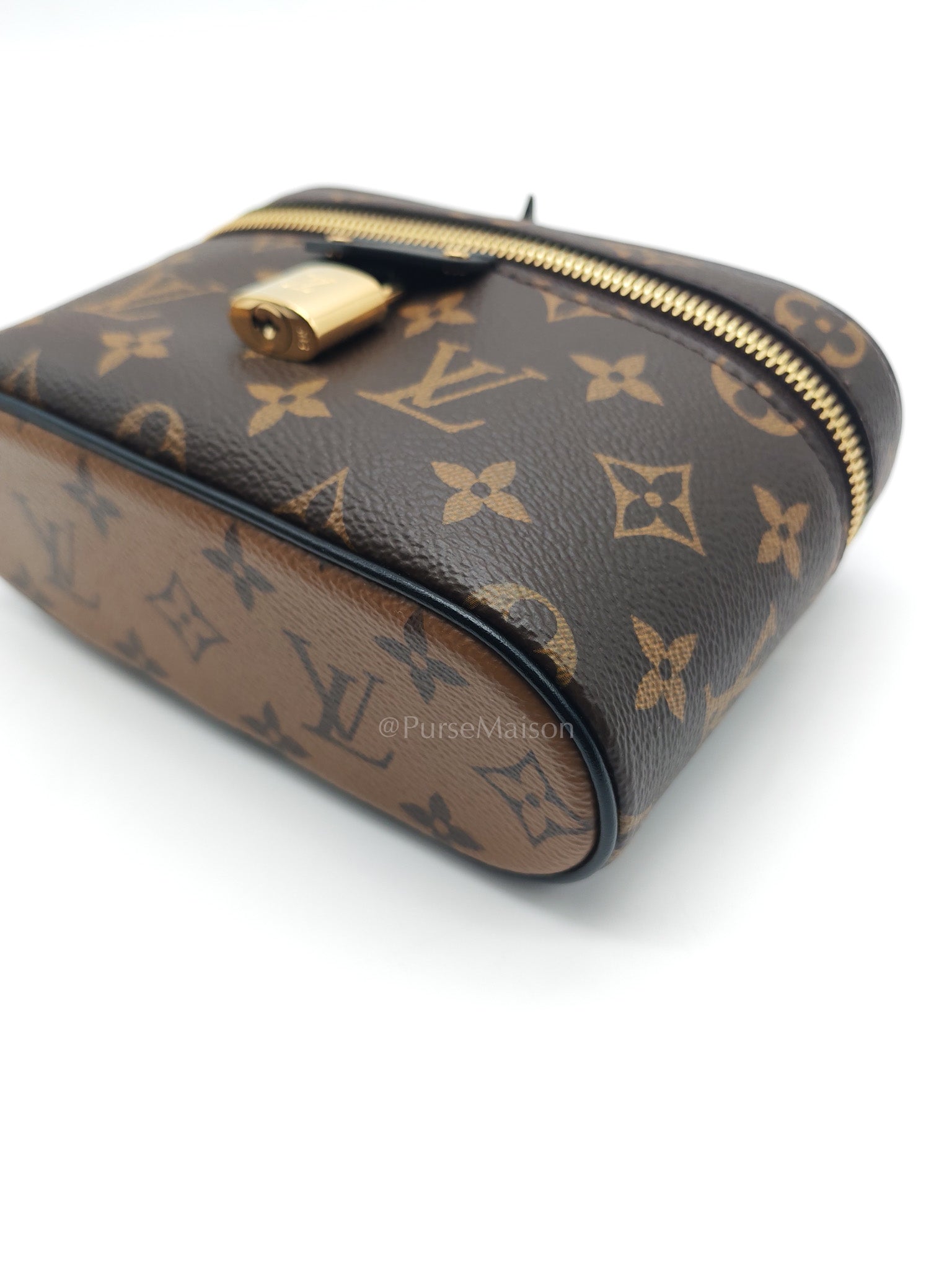 Long Vanity Chain Pouch in Reverse Monogram Canvas Shoulder Bag (Microchip)