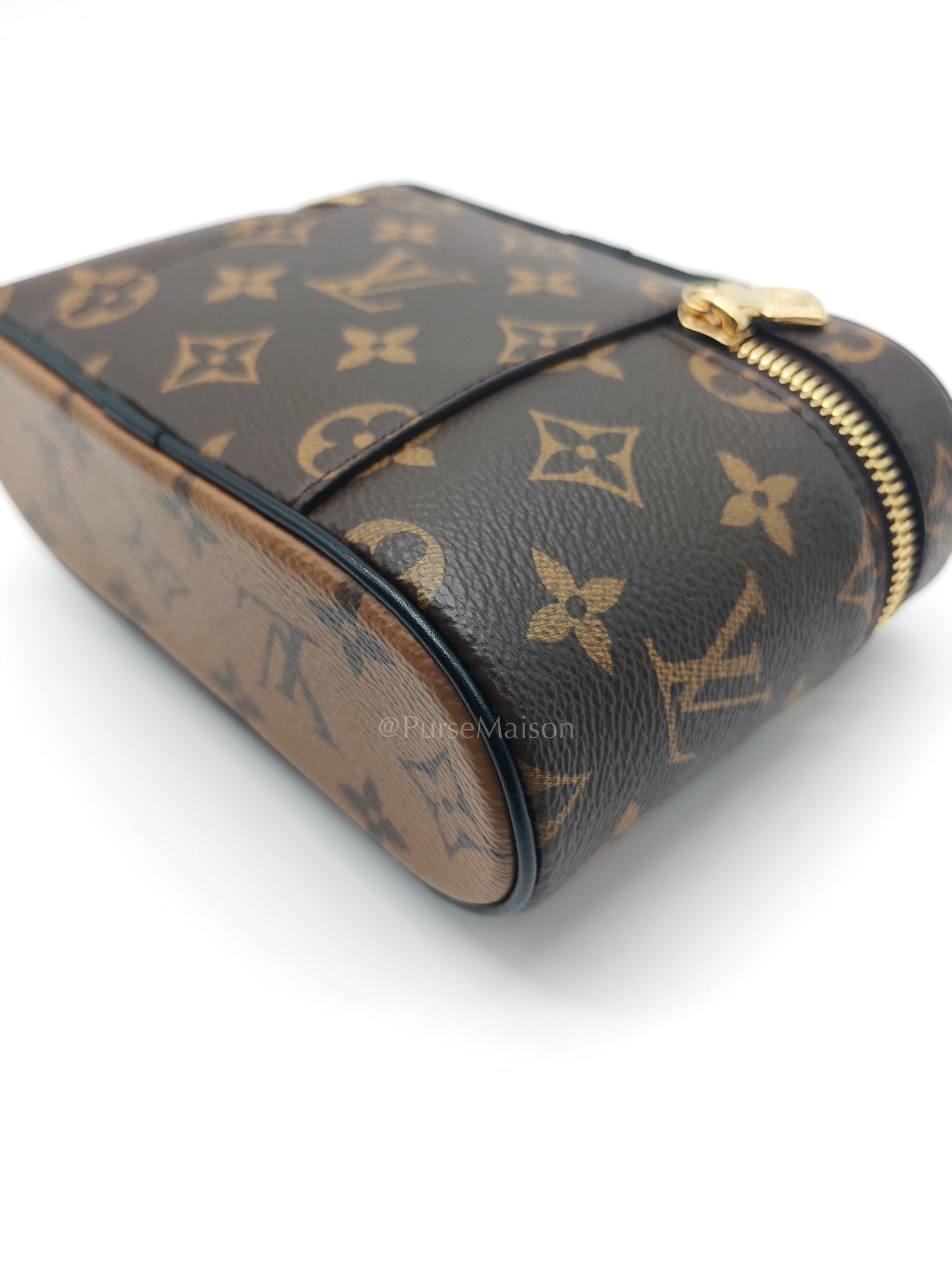 Long Vanity Chain Pouch in Reverse Monogram Canvas Shoulder Bag (Microchip)