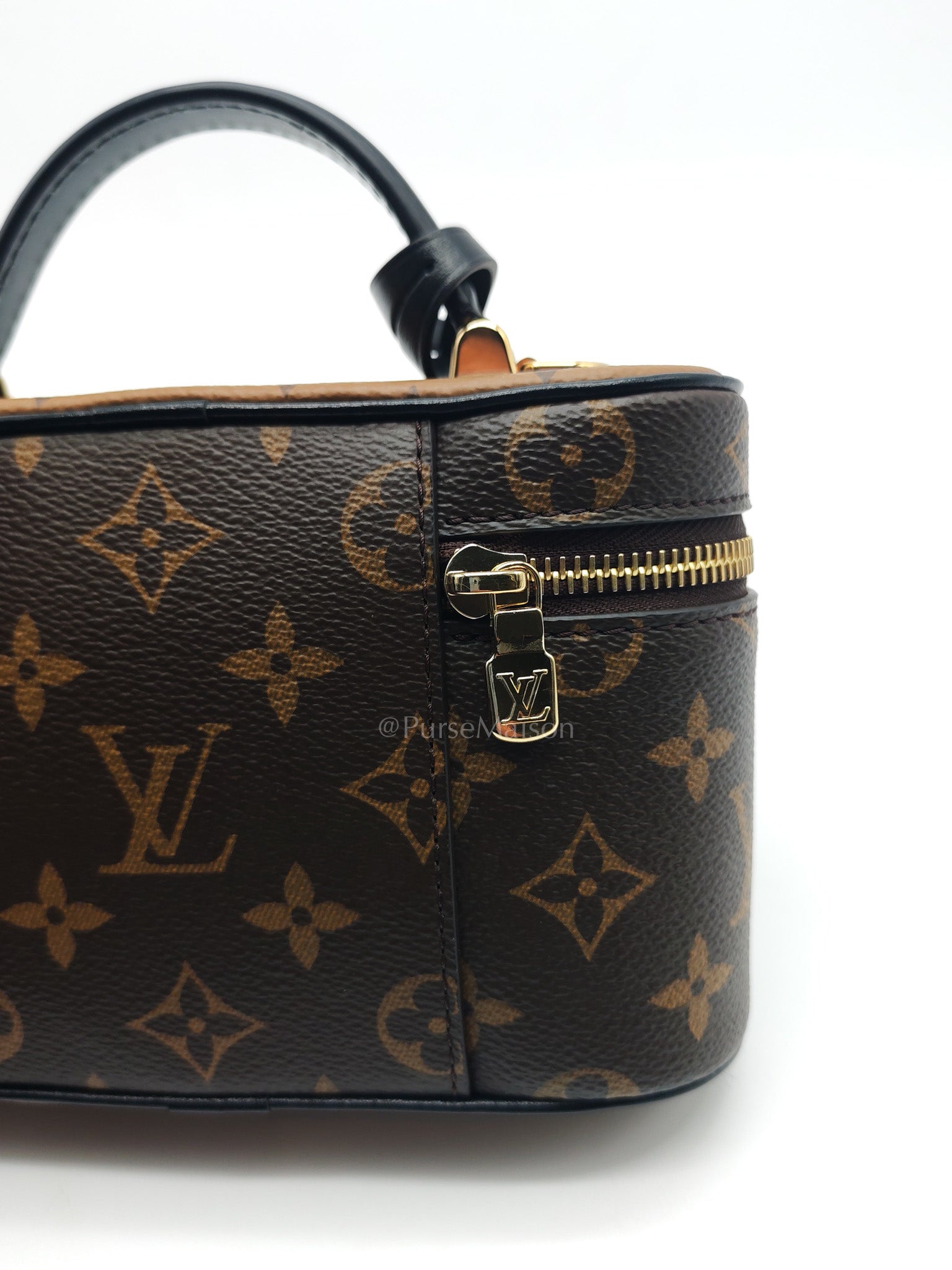 Long Vanity Chain Pouch in Reverse Monogram Canvas Shoulder Bag (Microchip)