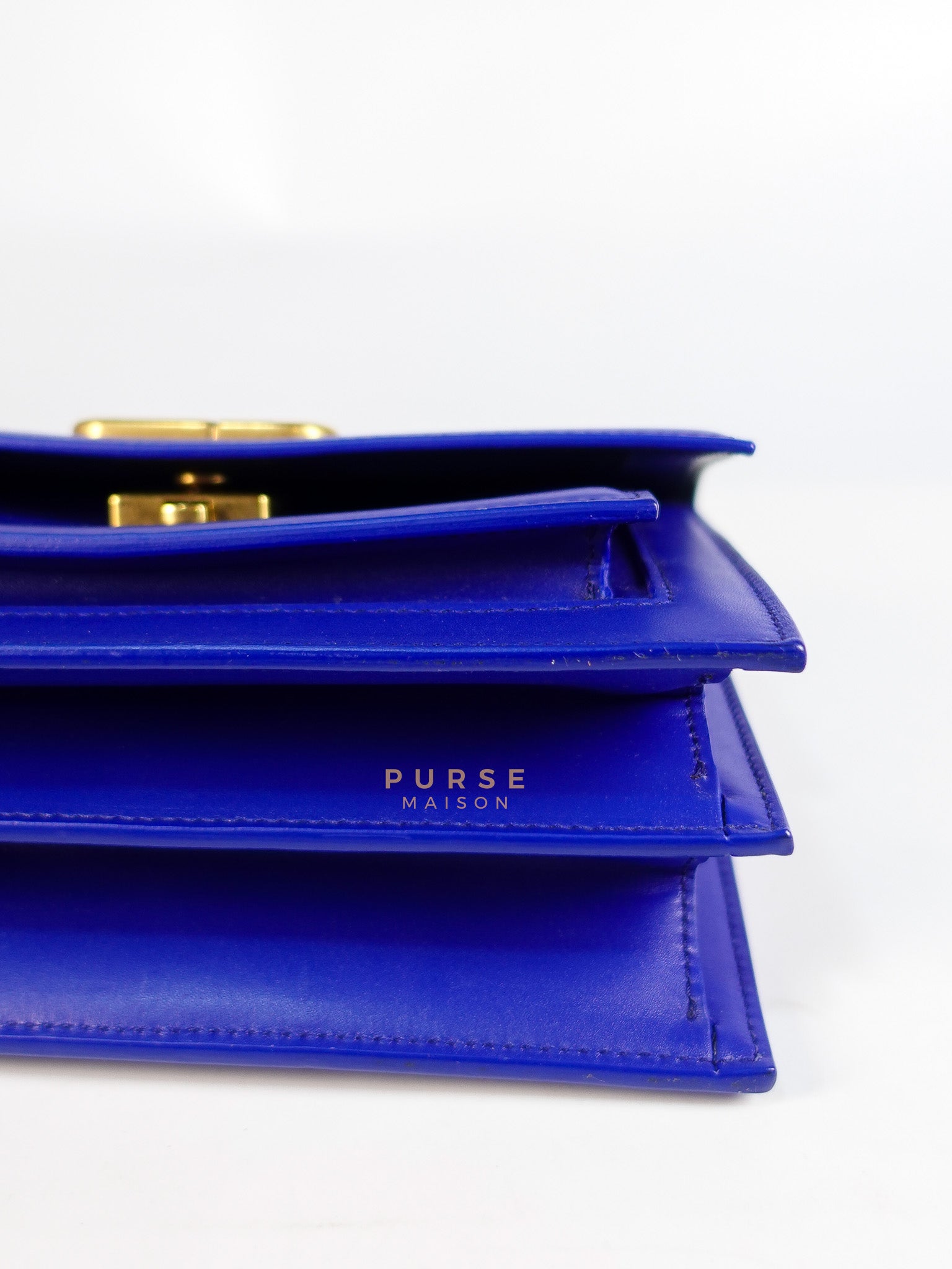 Sharp in Blue Smooth Calfskin Leather Crossbody Bag | Purse Maison Luxury Bags Shop