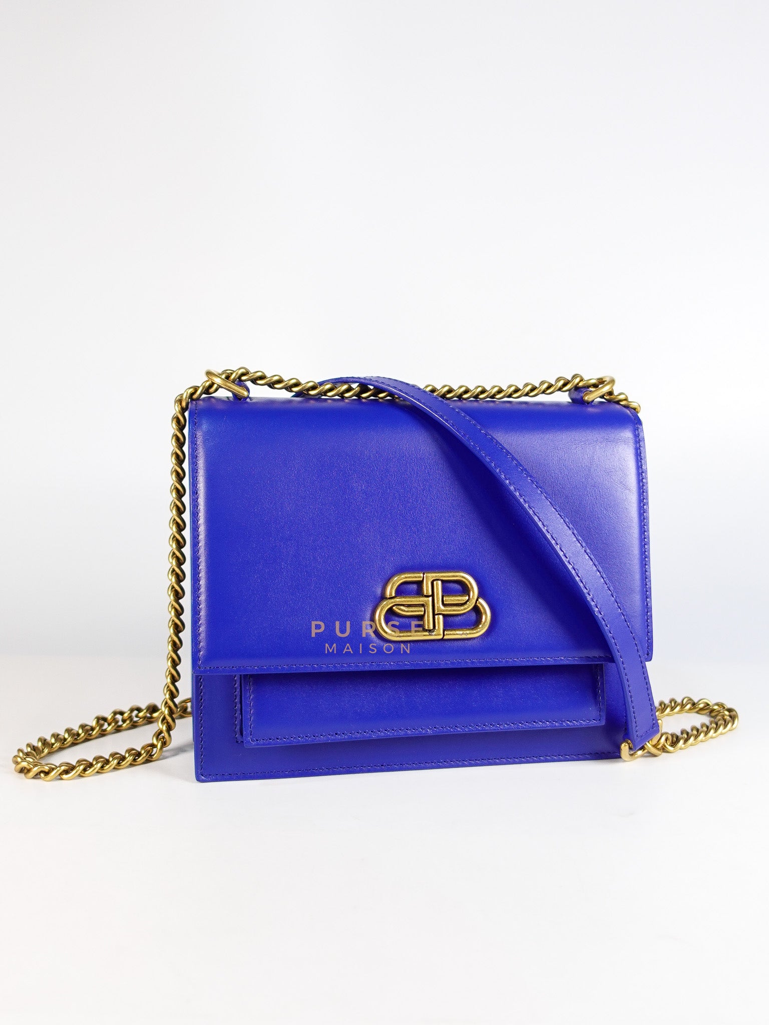 Sharp in Blue Smooth Calfskin Leather Crossbody Bag | Purse Maison Luxury Bags Shop
