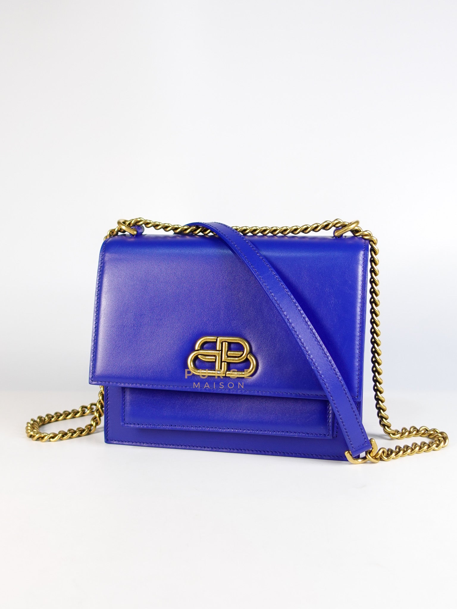 Sharp in Blue Smooth Calfskin Leather Crossbody Bag | Purse Maison Luxury Bags Shop