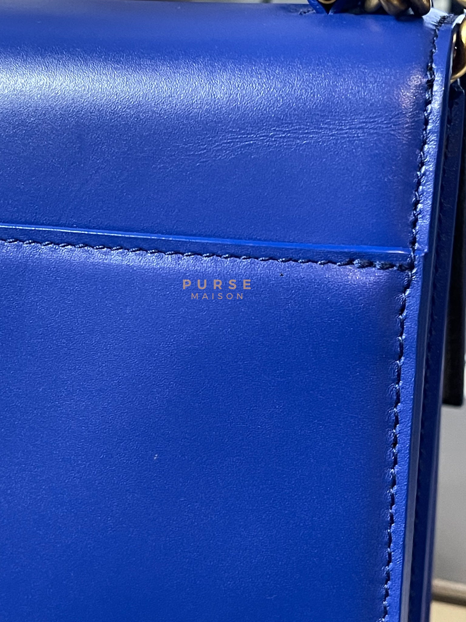 Sharp in Blue Smooth Calfskin Leather Crossbody Bag | Purse Maison Luxury Bags Shop