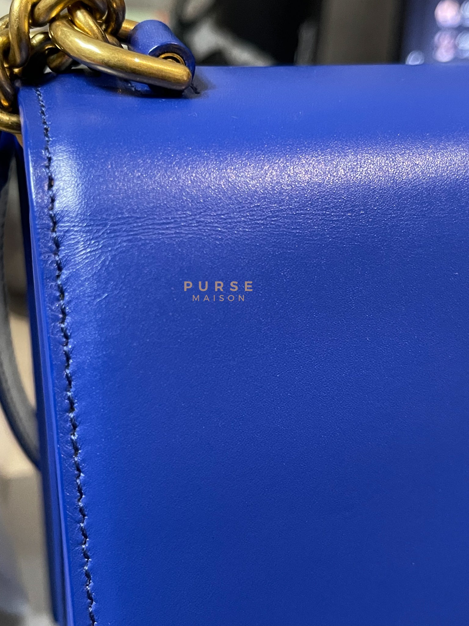 Sharp in Blue Smooth Calfskin Leather Crossbody Bag | Purse Maison Luxury Bags Shop