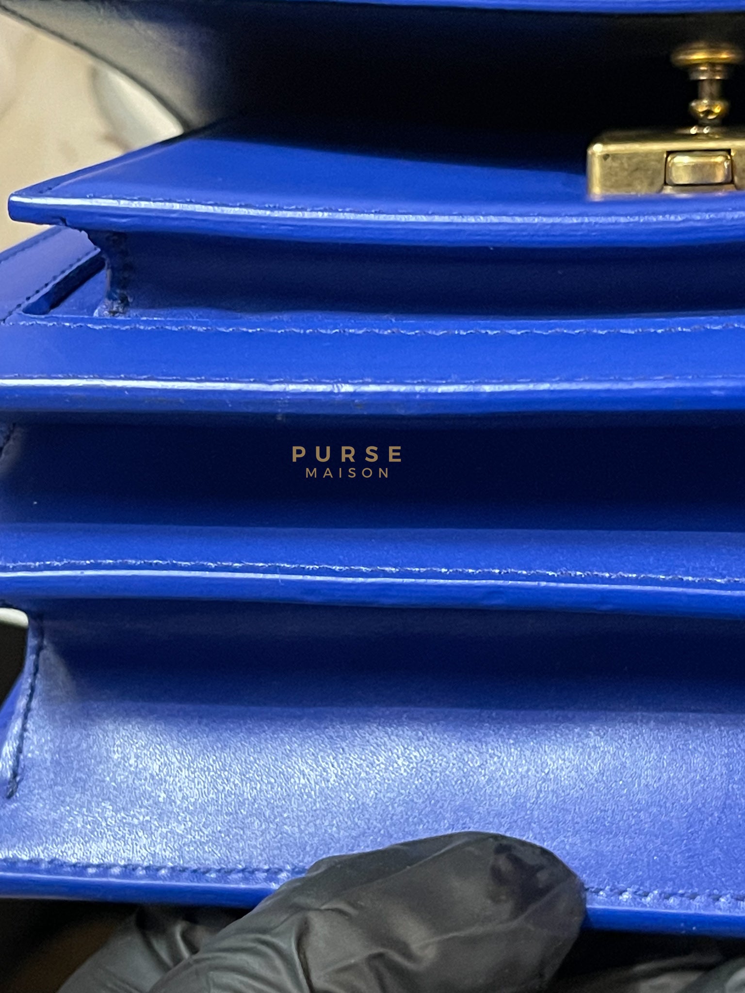 Sharp in Blue Smooth Calfskin Leather Crossbody Bag | Purse Maison Luxury Bags Shop