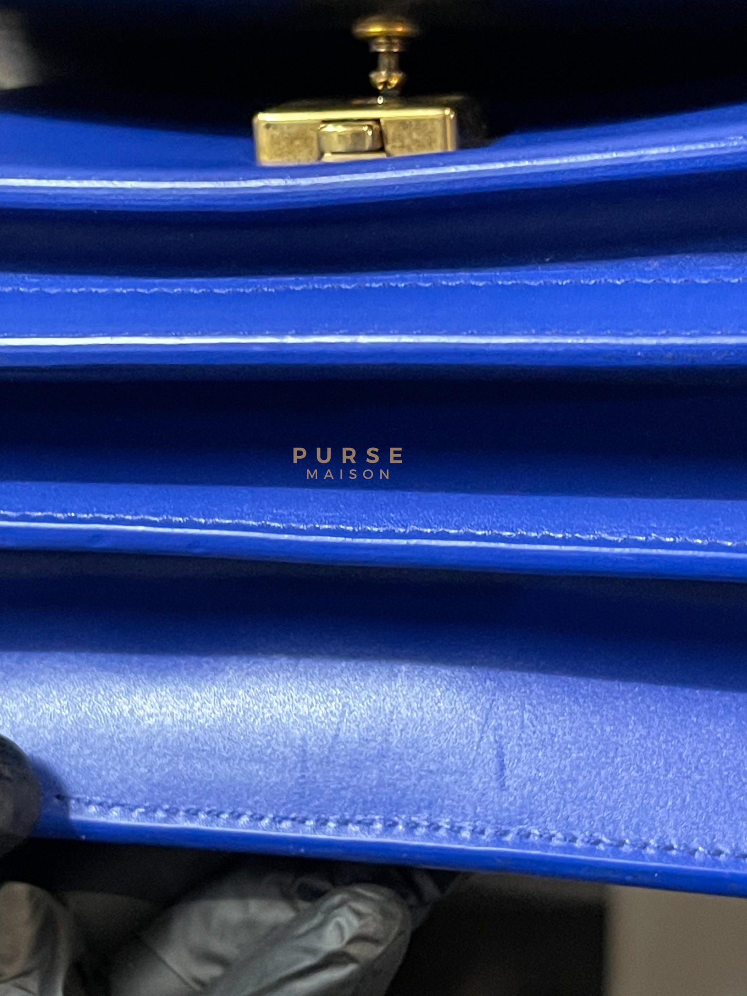Sharp in Blue Smooth Calfskin Leather Crossbody Bag | Purse Maison Luxury Bags Shop