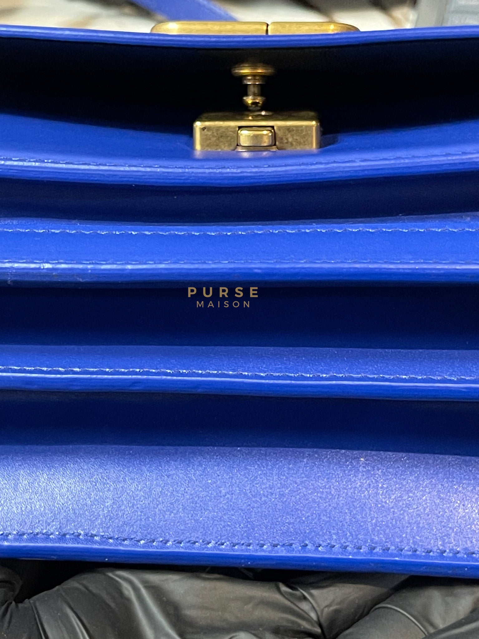 Sharp in Blue Smooth Calfskin Leather Crossbody Bag | Purse Maison Luxury Bags Shop
