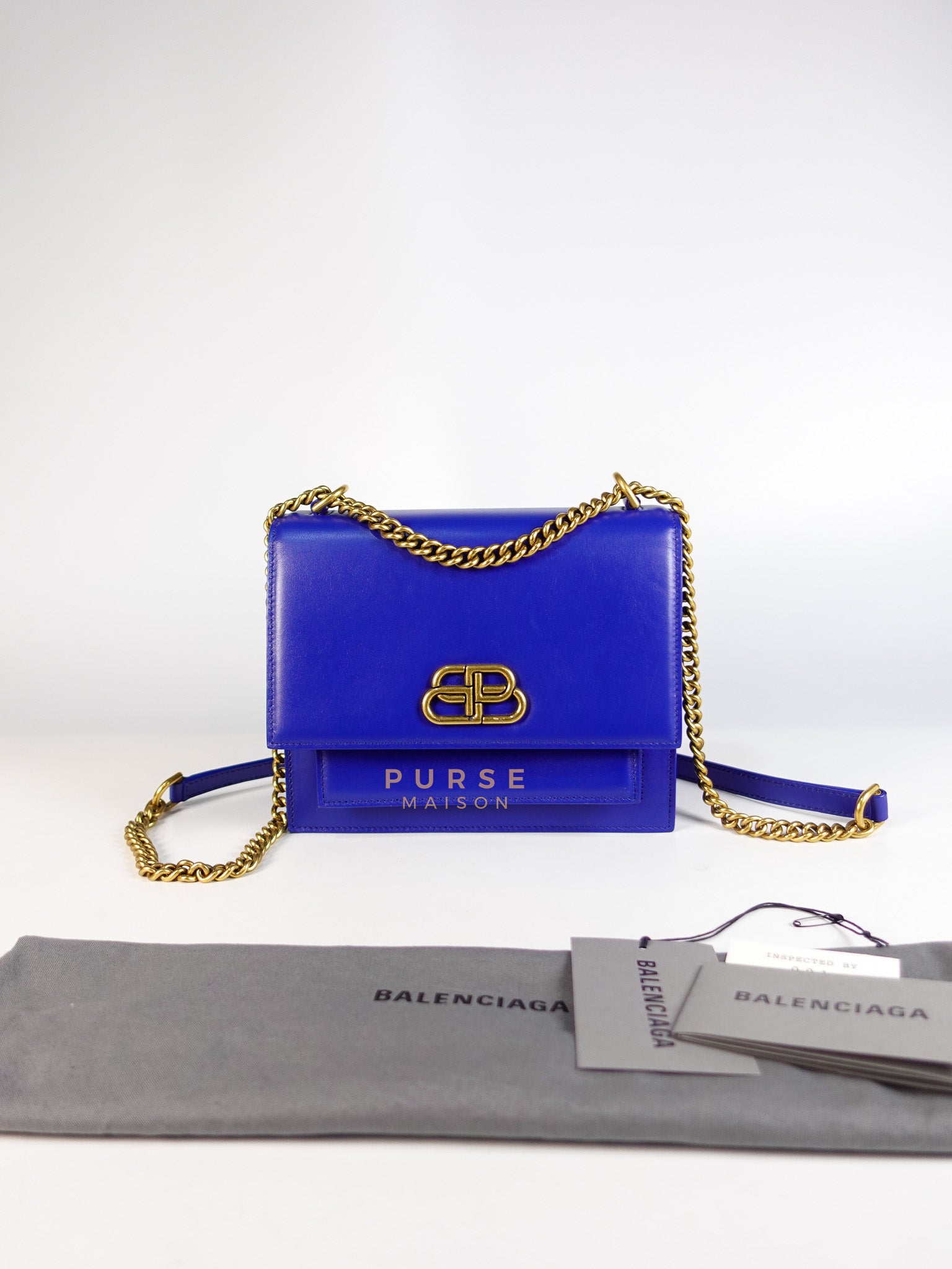 Sharp in Blue Smooth Calfskin Leather Crossbody Bag | Purse Maison Luxury Bags Shop