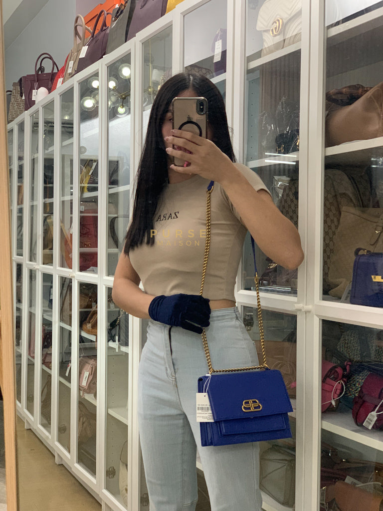 Sharp in Blue Smooth Calfskin Leather Crossbody Bag | Purse Maison Luxury Bags Shop