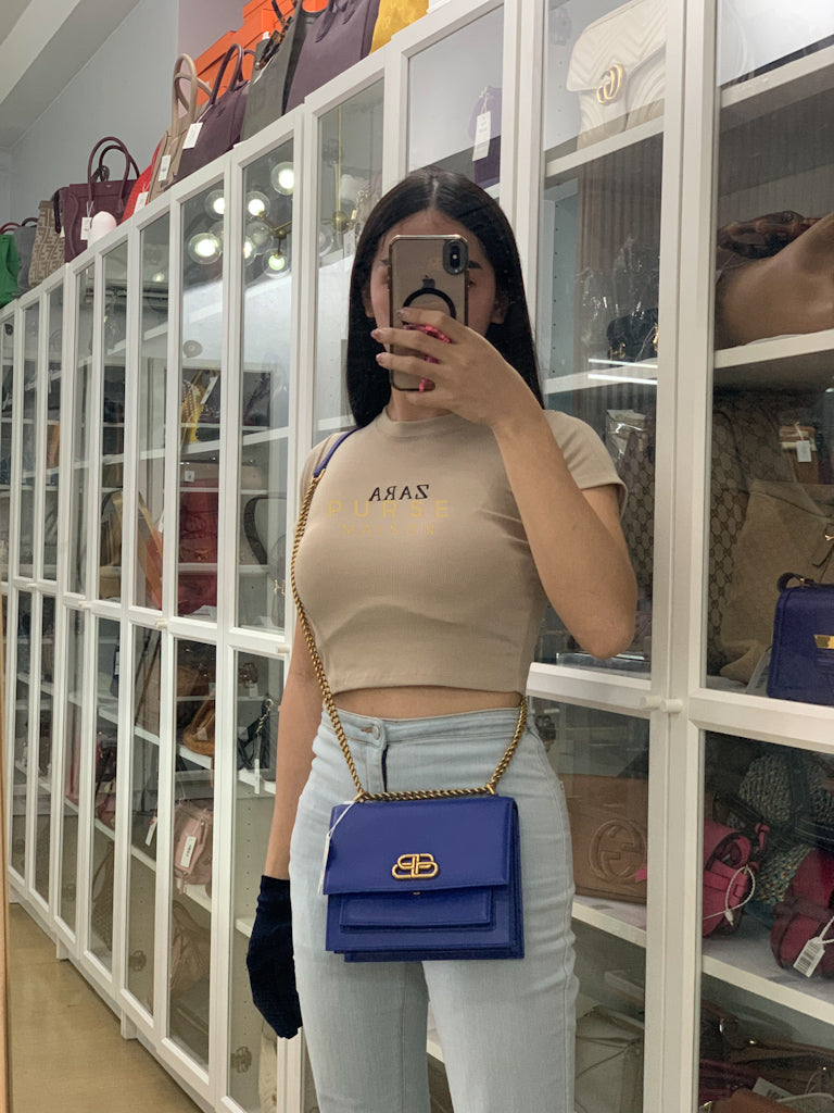 Sharp in Blue Smooth Calfskin Leather Crossbody Bag | Purse Maison Luxury Bags Shop