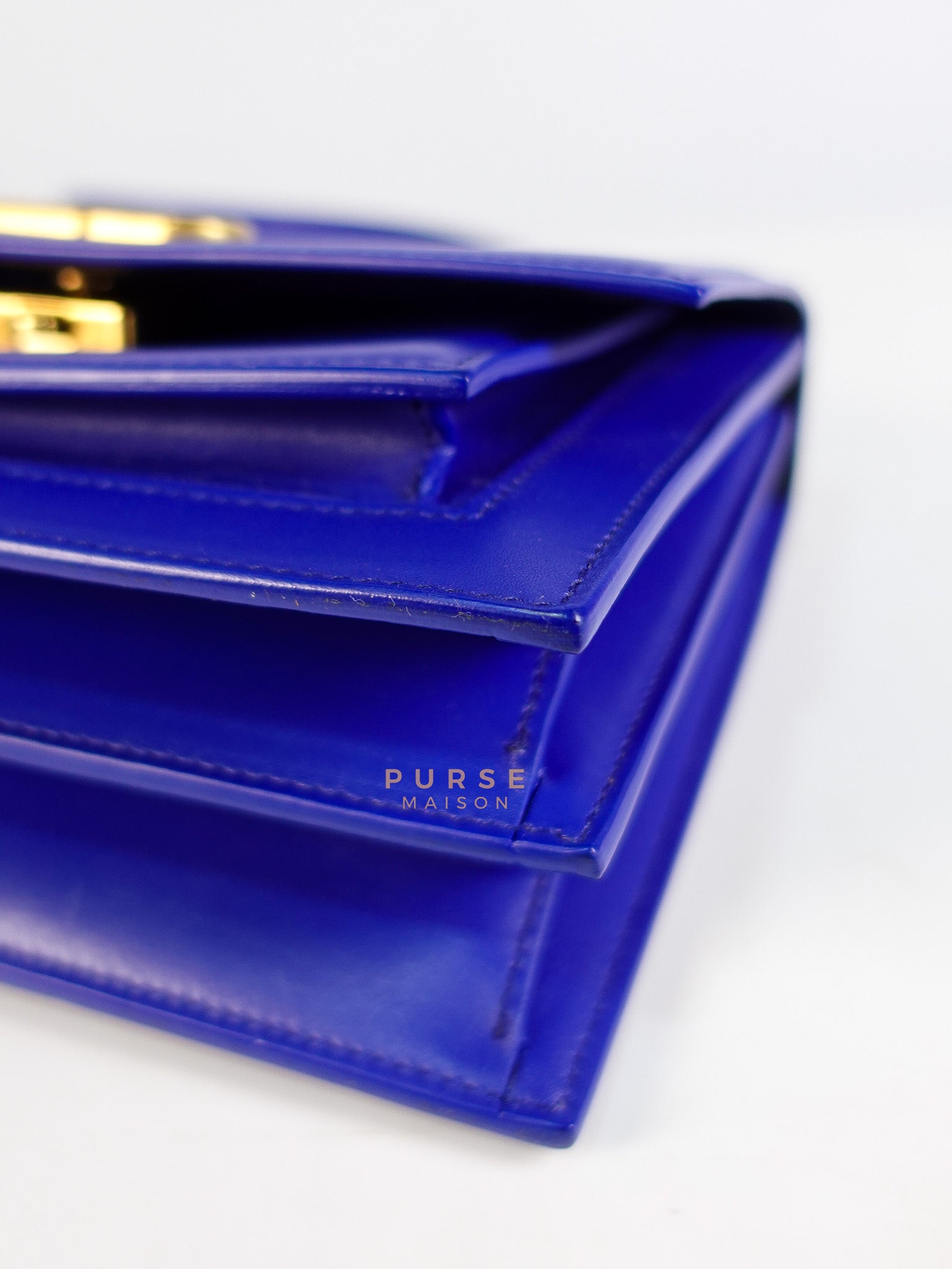 Sharp in Blue Smooth Calfskin Leather Crossbody Bag | Purse Maison Luxury Bags Shop
