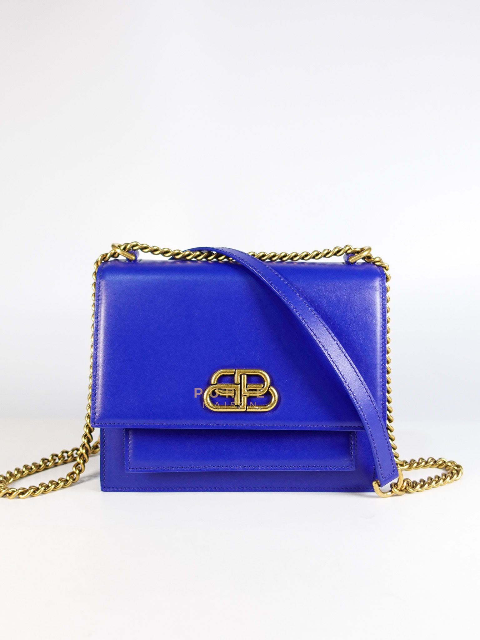Sharp in Blue Smooth Calfskin Leather Crossbody Bag | Purse Maison Luxury Bags Shop