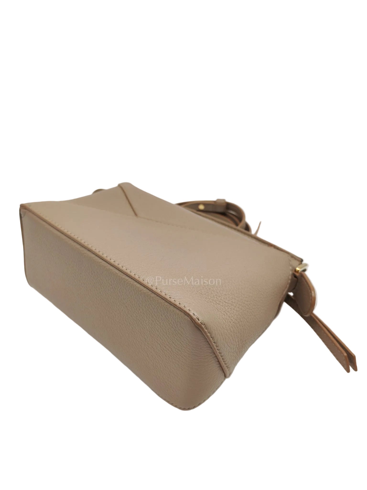 Loewe Puzzle Edge Bag in Dark Beige Soft Grained Calfskin Leather and Gold Hardware