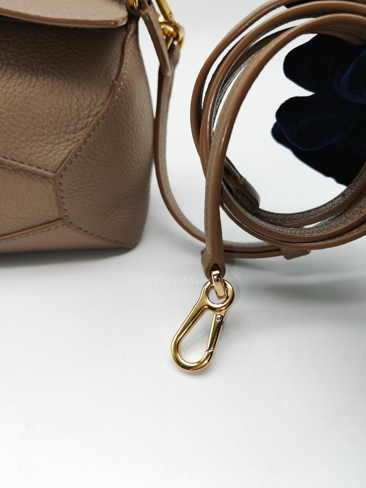Loewe Puzzle Edge Bag in Dark Beige Soft Grained Calfskin Leather and Gold Hardware