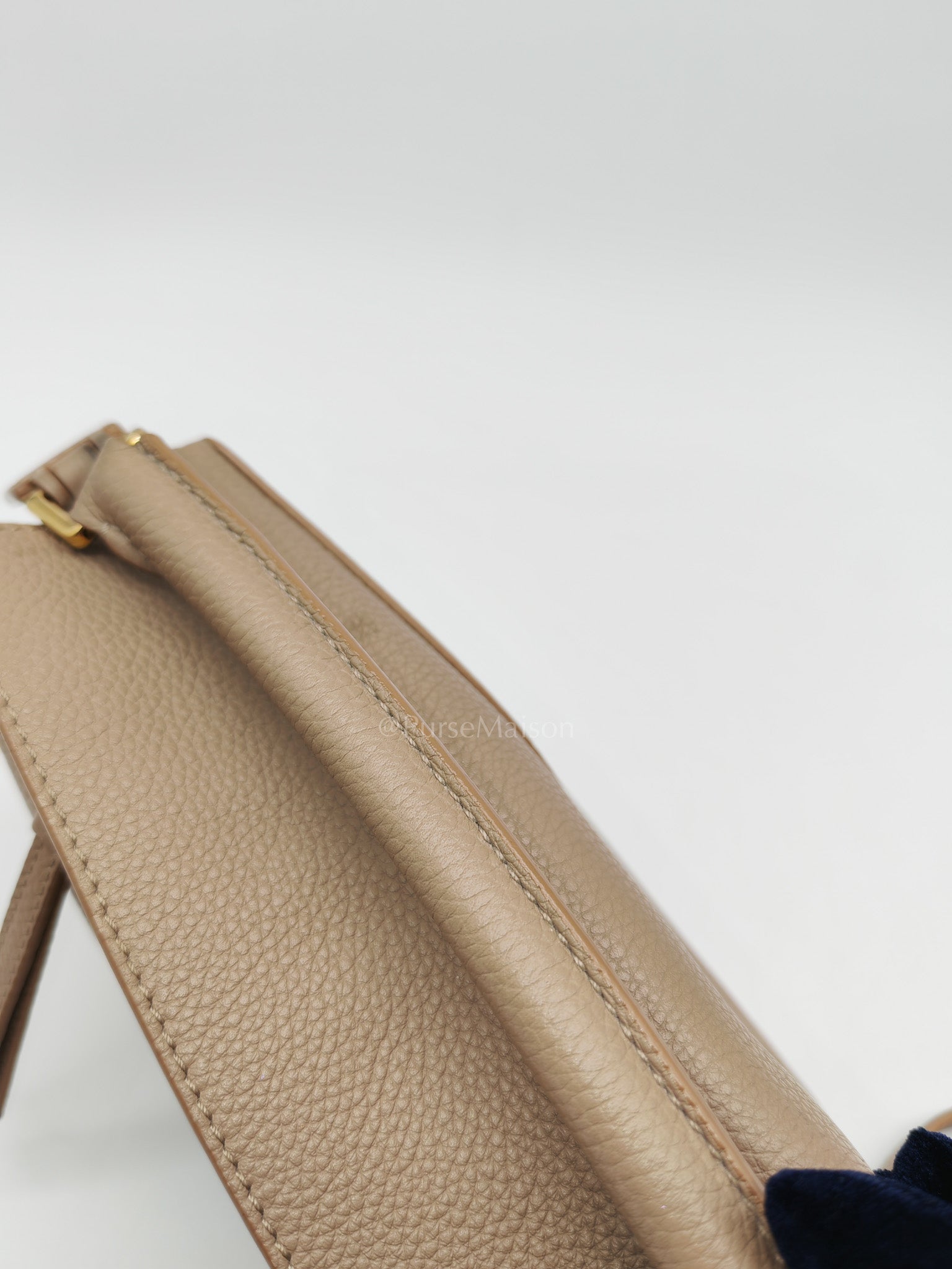 Loewe Puzzle Edge Bag in Dark Beige Soft Grained Calfskin Leather and Gold Hardware