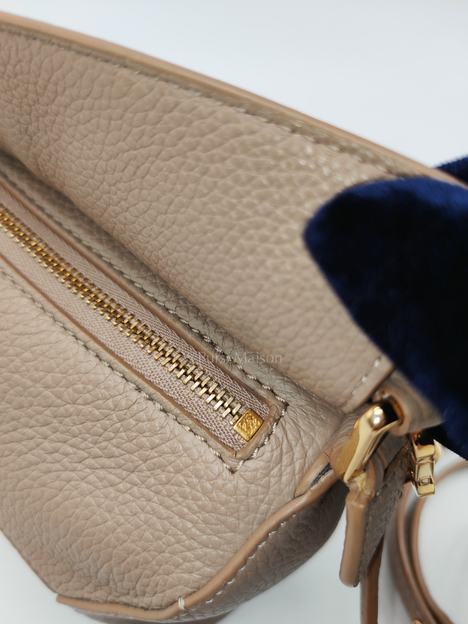Loewe Puzzle Edge Bag in Dark Beige Soft Grained Calfskin Leather and Gold Hardware