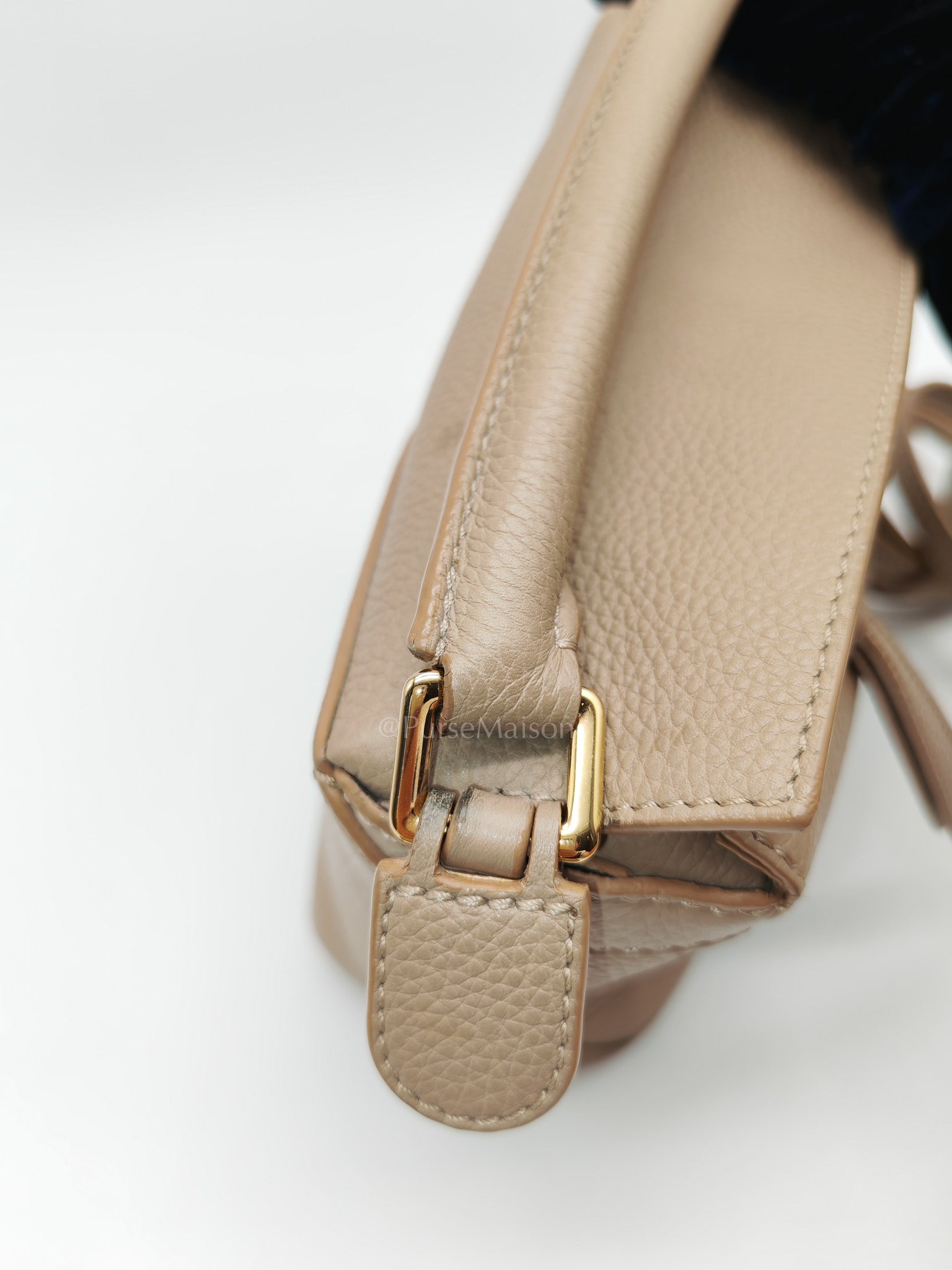 Loewe Puzzle Edge Bag in Dark Beige Soft Grained Calfskin Leather and Gold Hardware