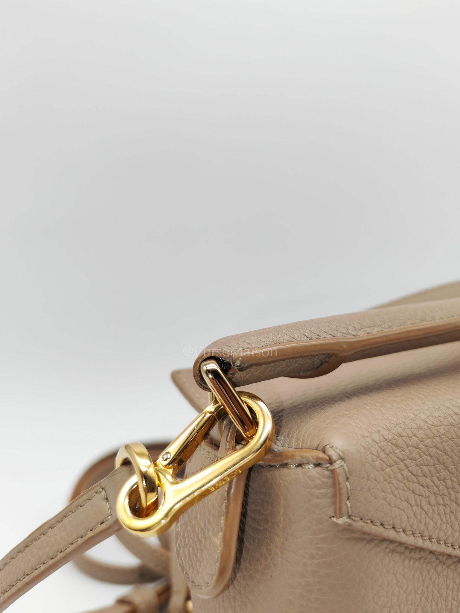 Loewe Puzzle Edge Bag in Dark Beige Soft Grained Calfskin Leather and Gold Hardware
