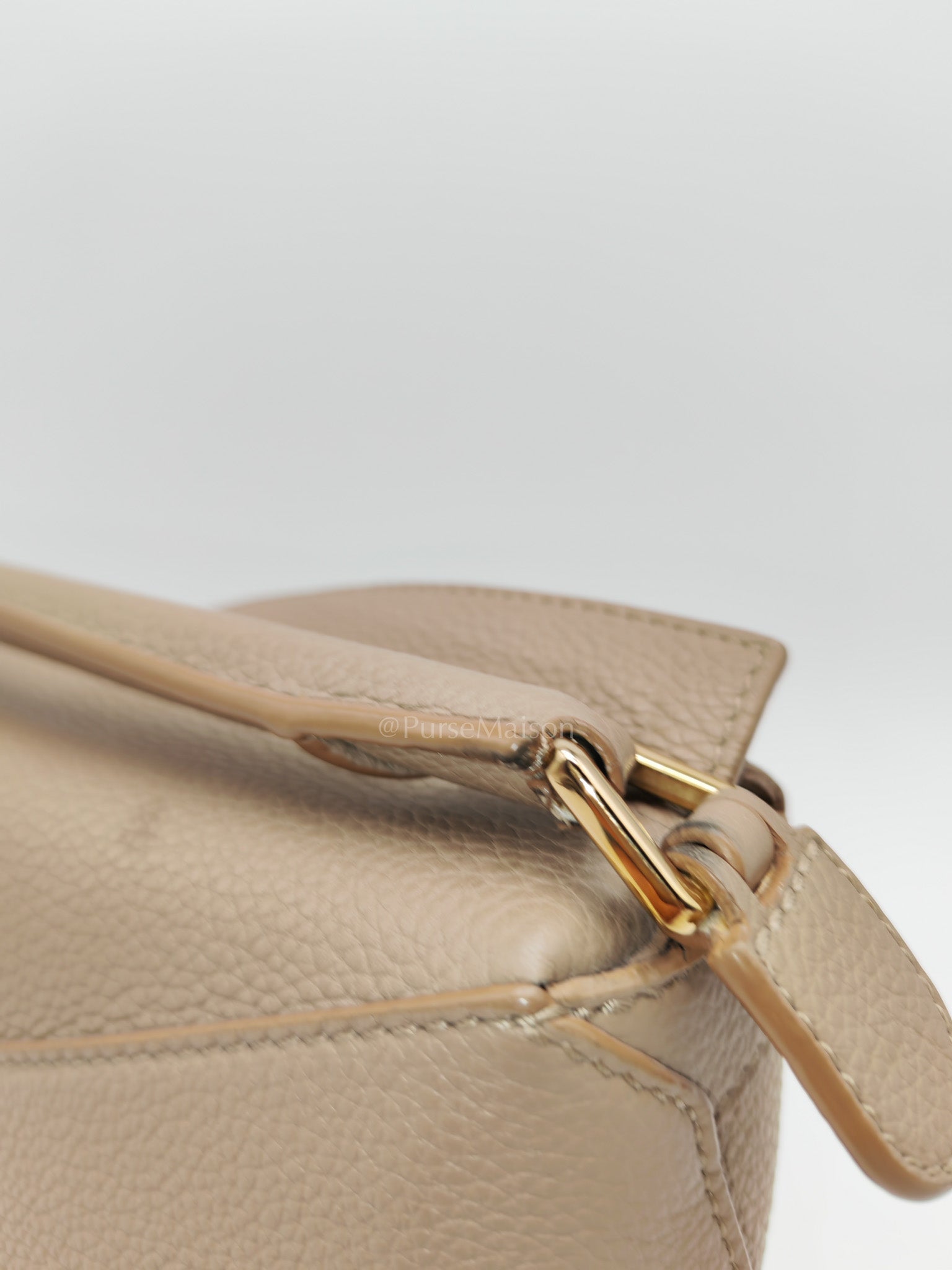 Loewe Puzzle Edge Bag in Dark Beige Soft Grained Calfskin Leather and Gold Hardware