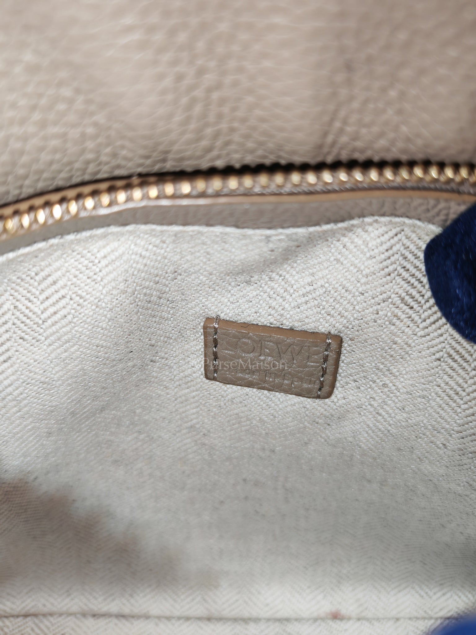 Loewe Puzzle Edge Bag in Dark Beige Soft Grained Calfskin Leather and Gold Hardware