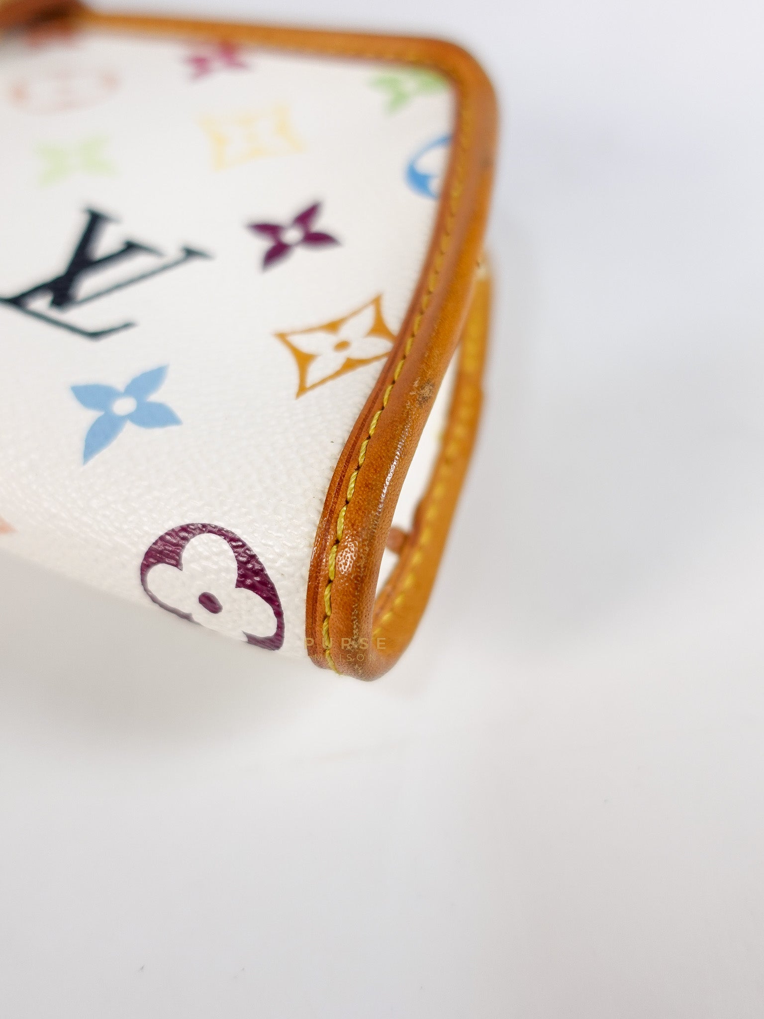Shirley Clutch Shoulder Bag in White Multicolor Monogram Canvas (Date Code: MI0025) | Purse Maison Luxury Bags Shop