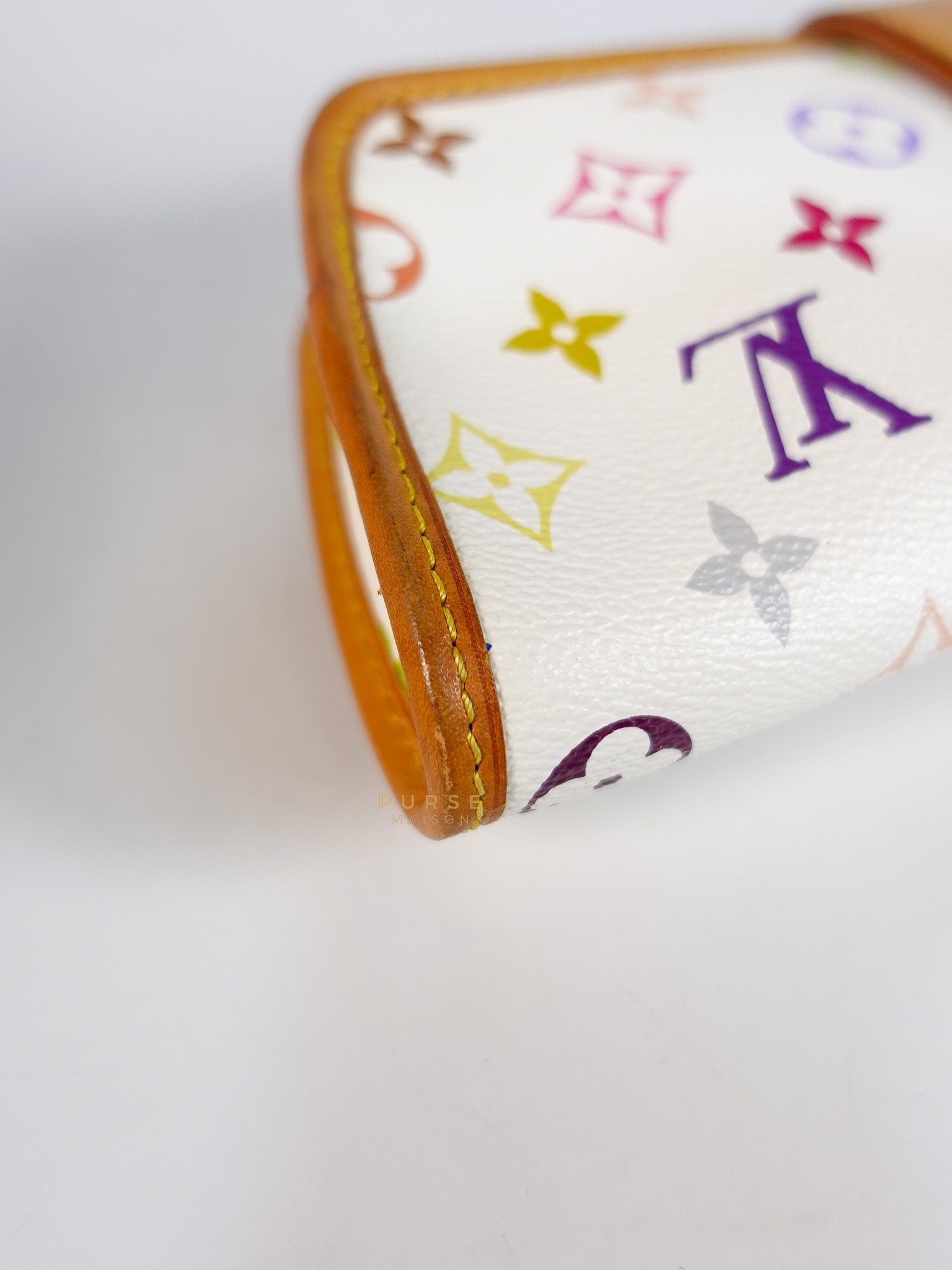Shirley Clutch Shoulder Bag in White Multicolor Monogram Canvas (Date Code: MI0025) | Purse Maison Luxury Bags Shop