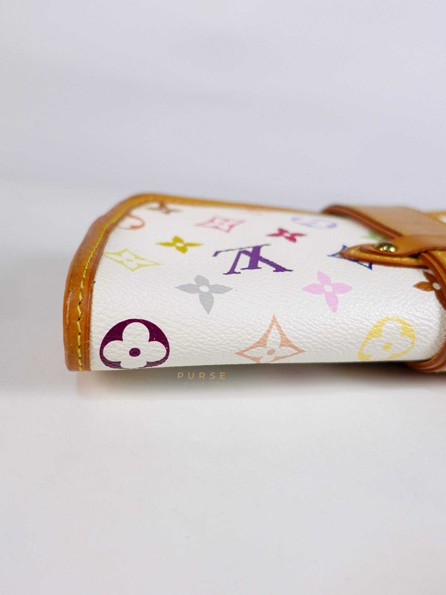 Shirley Clutch Shoulder Bag in White Multicolor Monogram Canvas (Date Code: MI0025) | Purse Maison Luxury Bags Shop