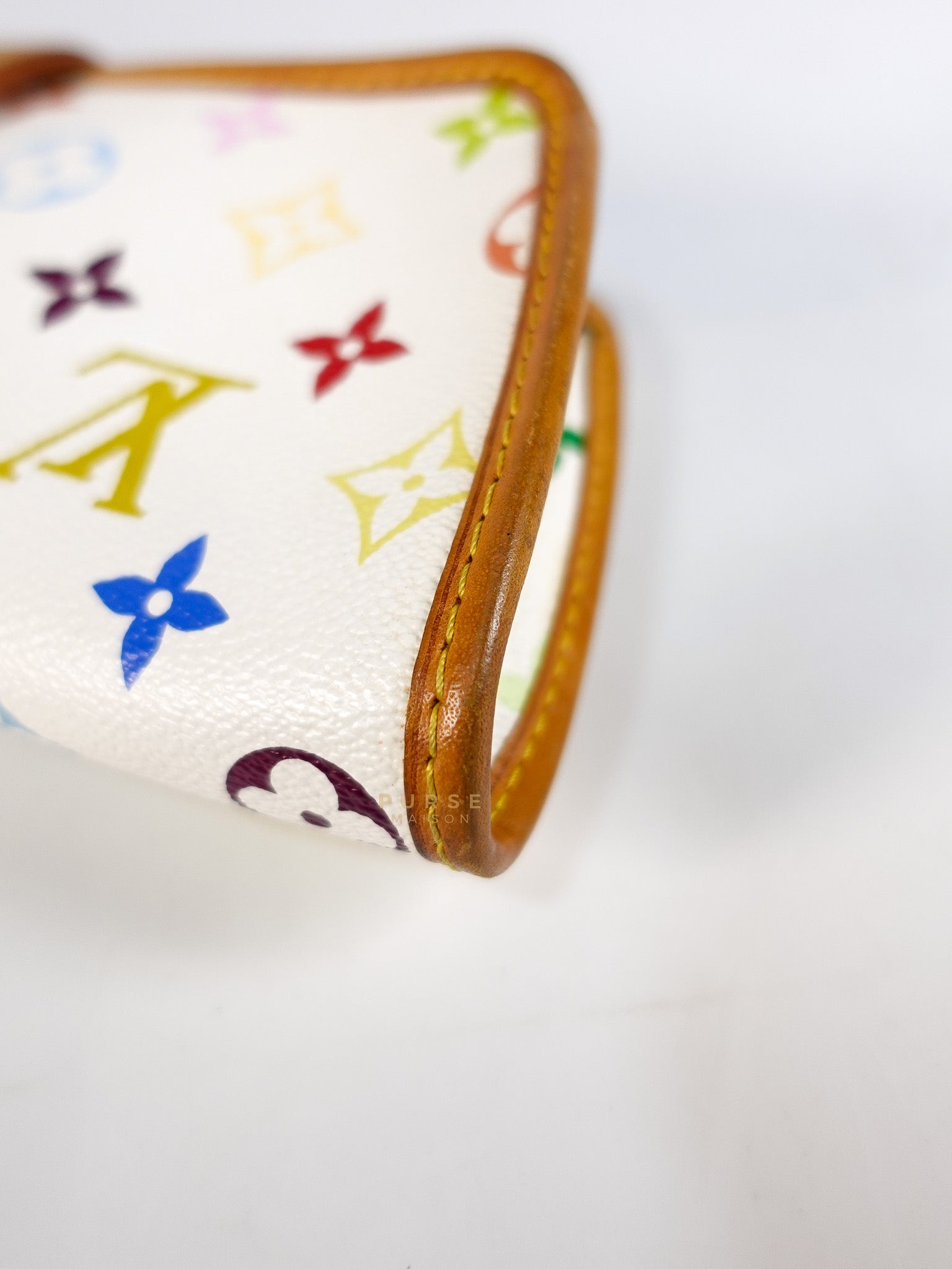 Shirley Clutch Shoulder Bag in White Multicolor Monogram Canvas (Date Code: MI0025) | Purse Maison Luxury Bags Shop