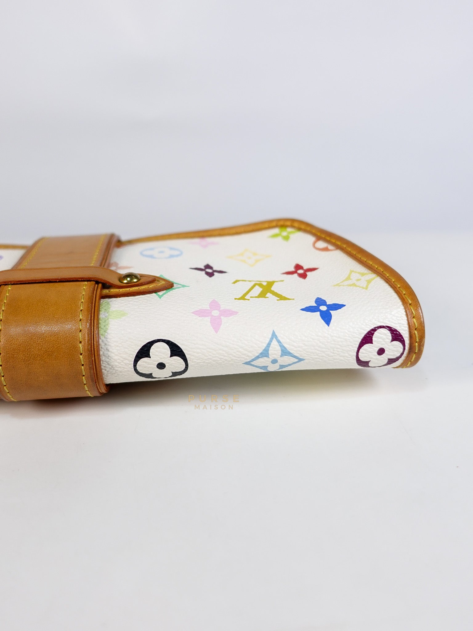 Shirley Clutch Shoulder Bag in White Multicolor Monogram Canvas (Date Code: MI0025) | Purse Maison Luxury Bags Shop