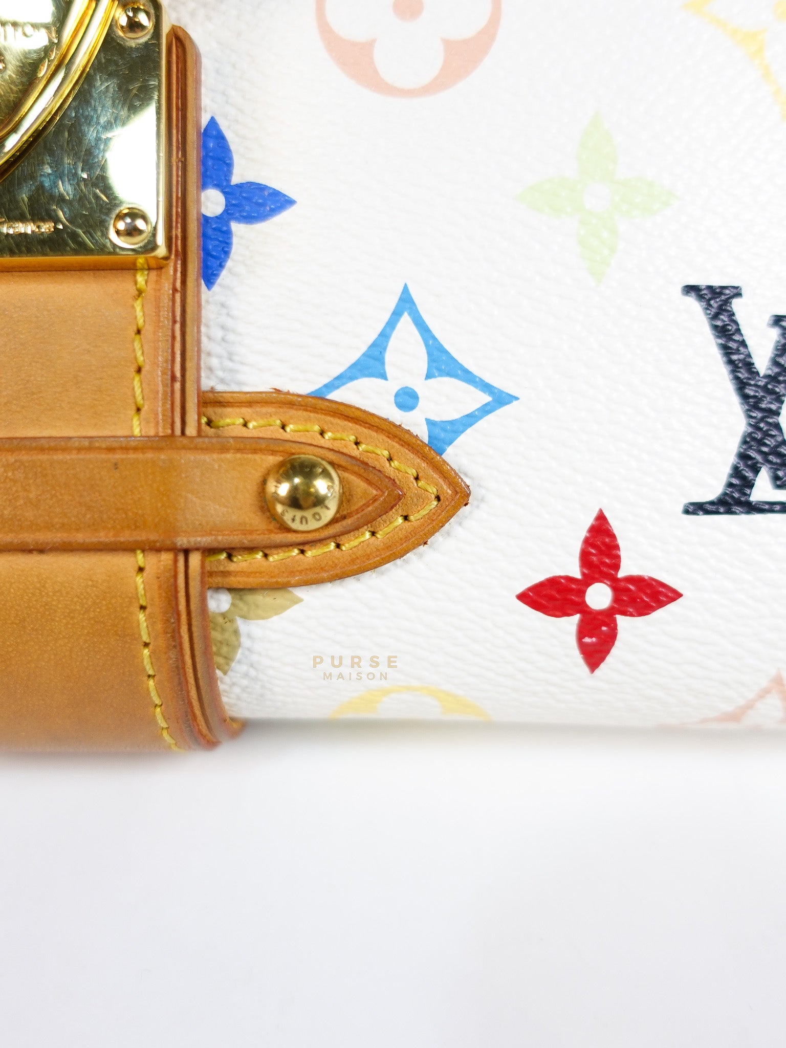 Shirley Clutch Shoulder Bag in White Multicolor Monogram Canvas (Date Code: MI0025) | Purse Maison Luxury Bags Shop