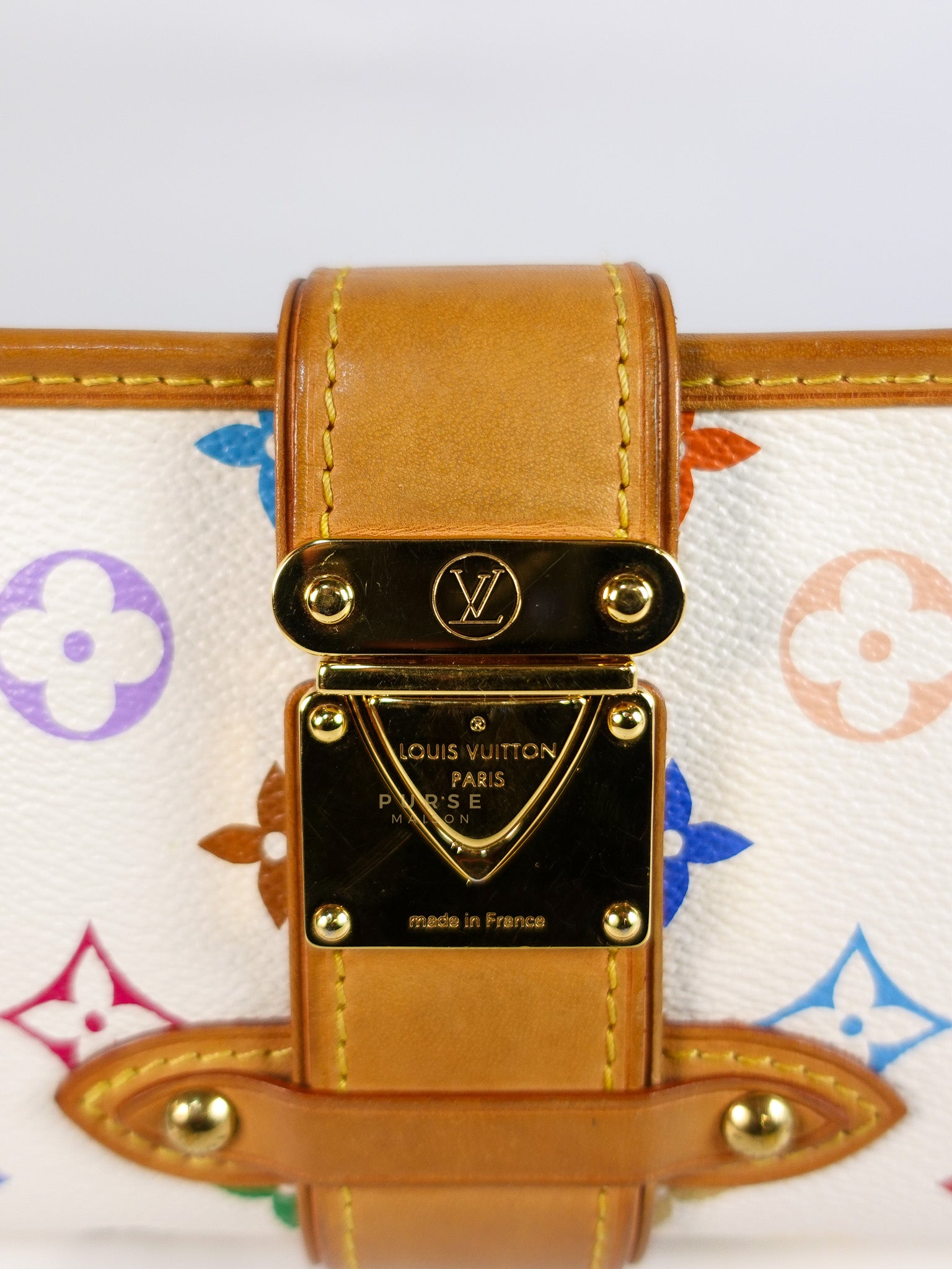 Shirley Clutch Shoulder Bag in White Multicolor Monogram Canvas (Date Code: MI0025) | Purse Maison Luxury Bags Shop