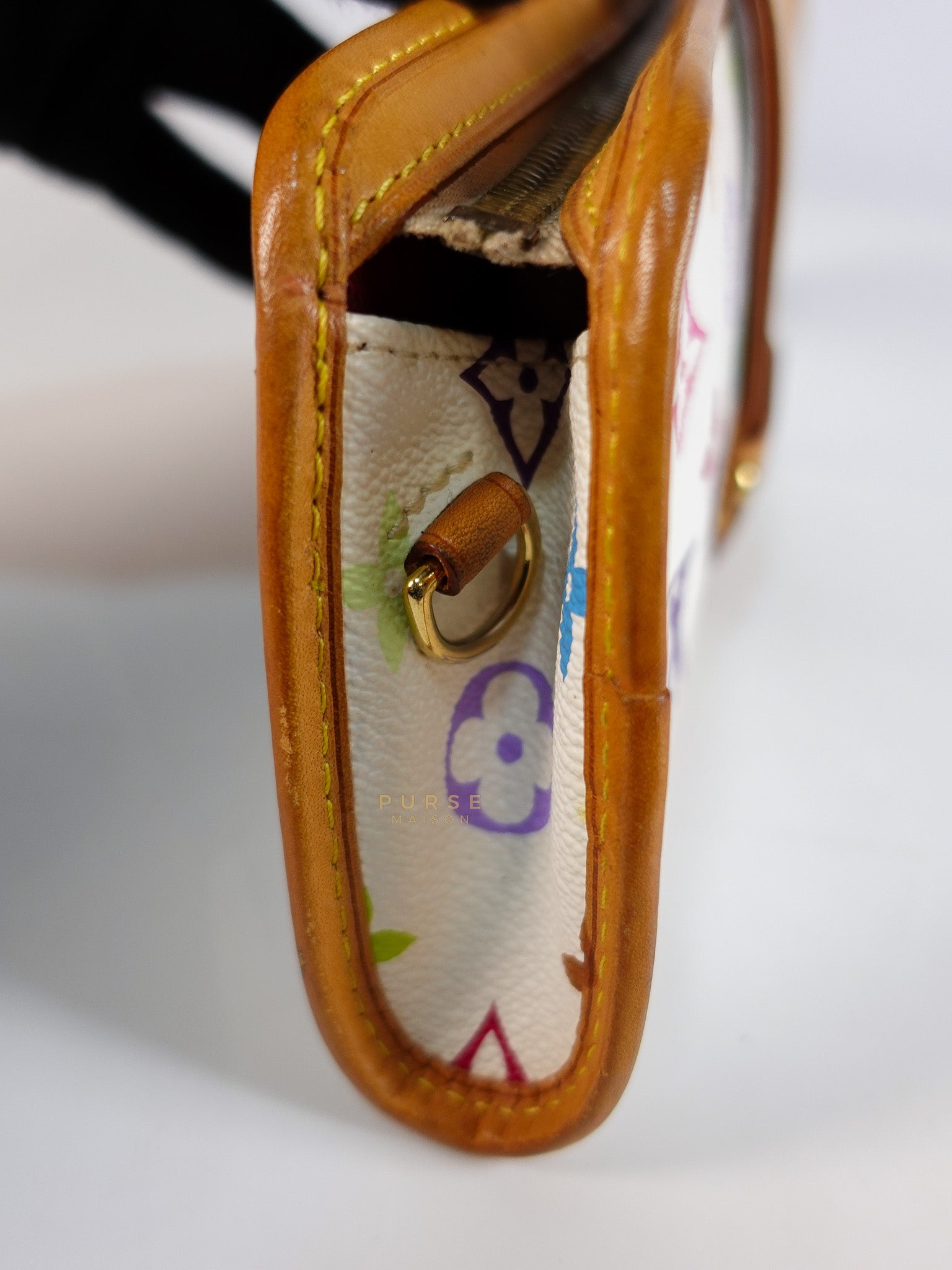 Shirley Clutch Shoulder Bag in White Multicolor Monogram Canvas (Date Code: MI0025) | Purse Maison Luxury Bags Shop